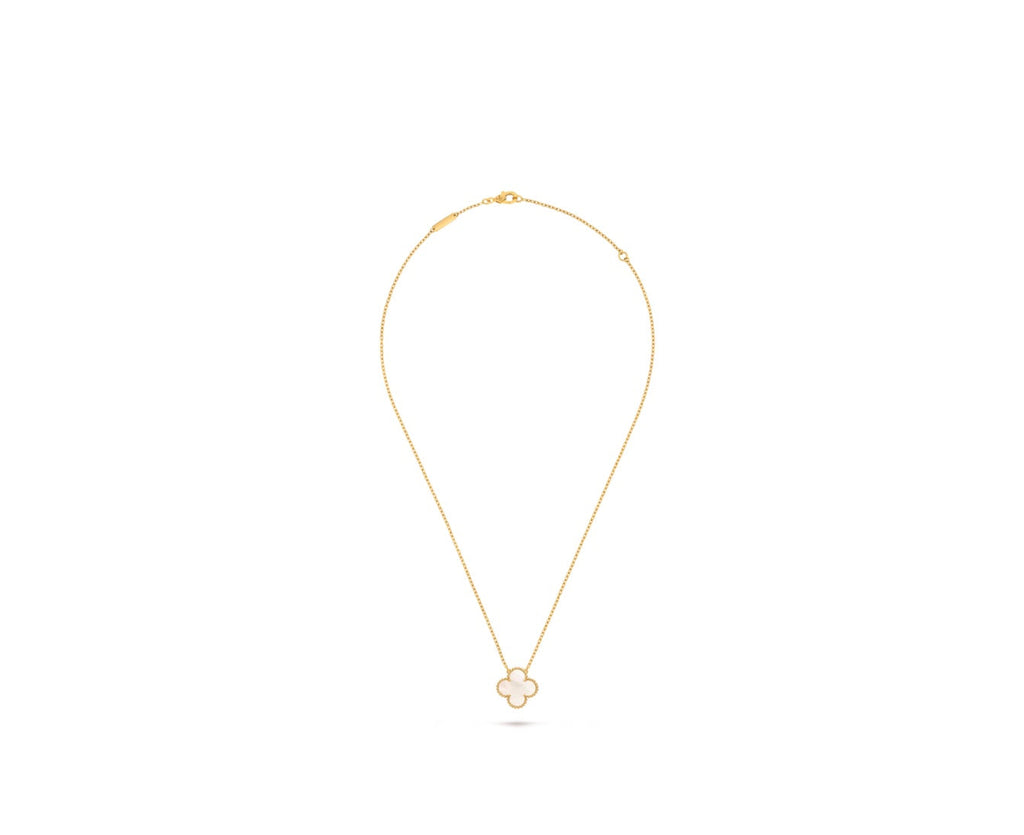 VCA SWEET MOP 18K GOLD ALHAMBRA PENDANT NECKLACE