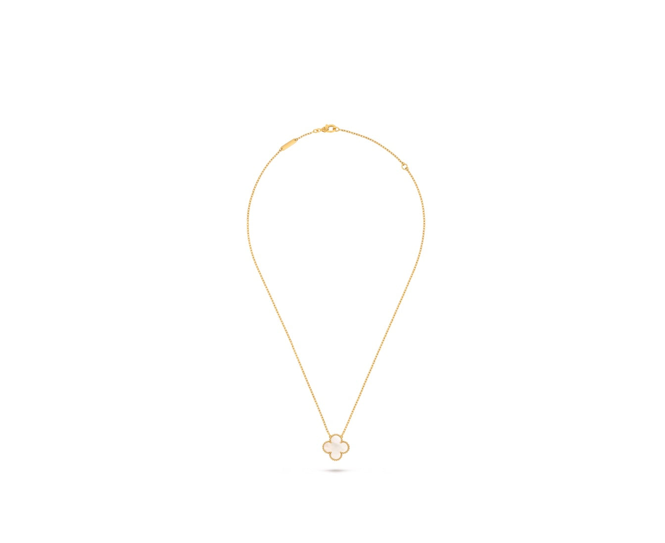 VCA SWEET MOP 18K GOLD ALHAMBRA PENDANT NECKLACE