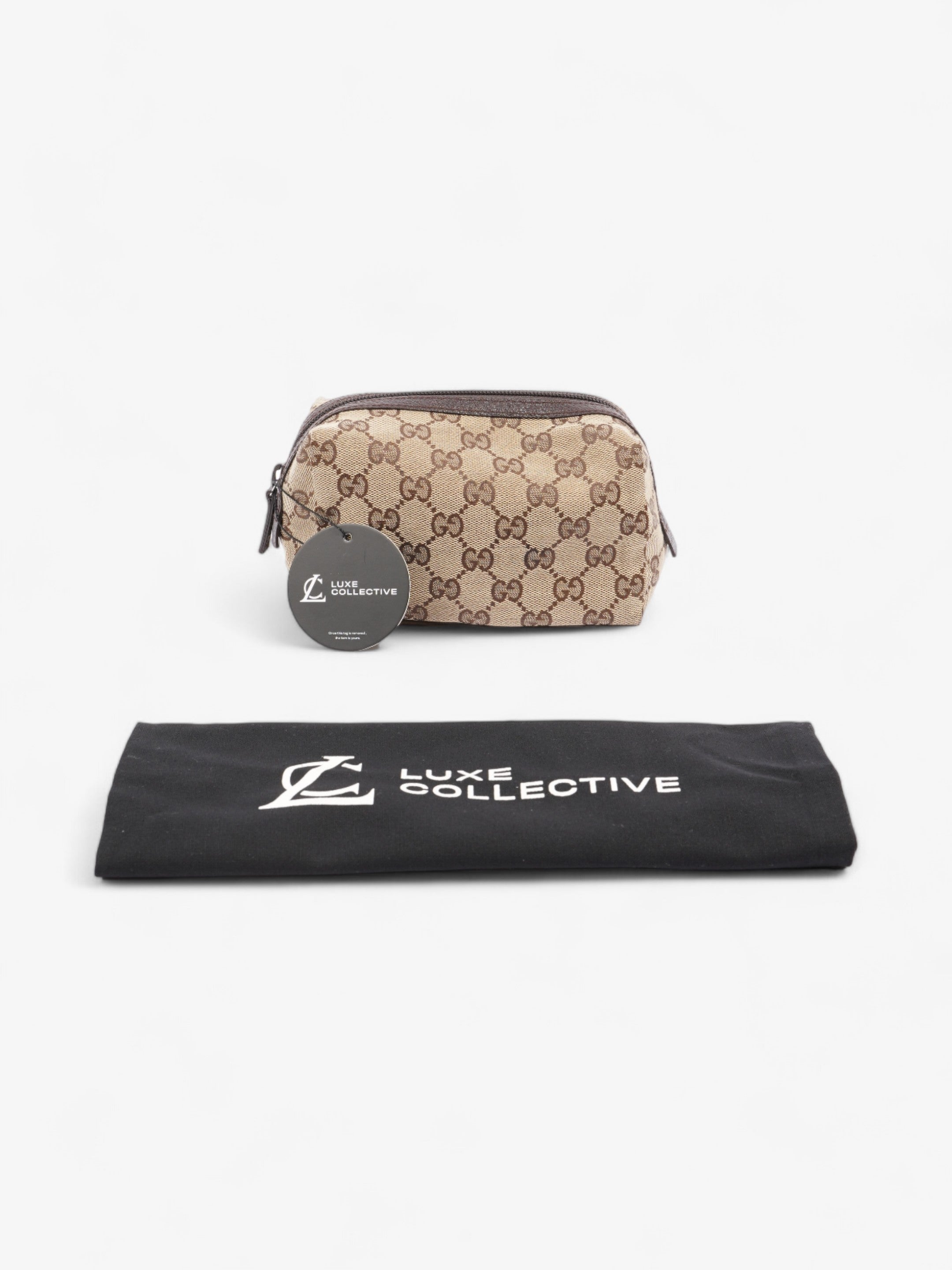 Gucci Cosmetic Pouch Beige And Ebony GG Supreme Canvas