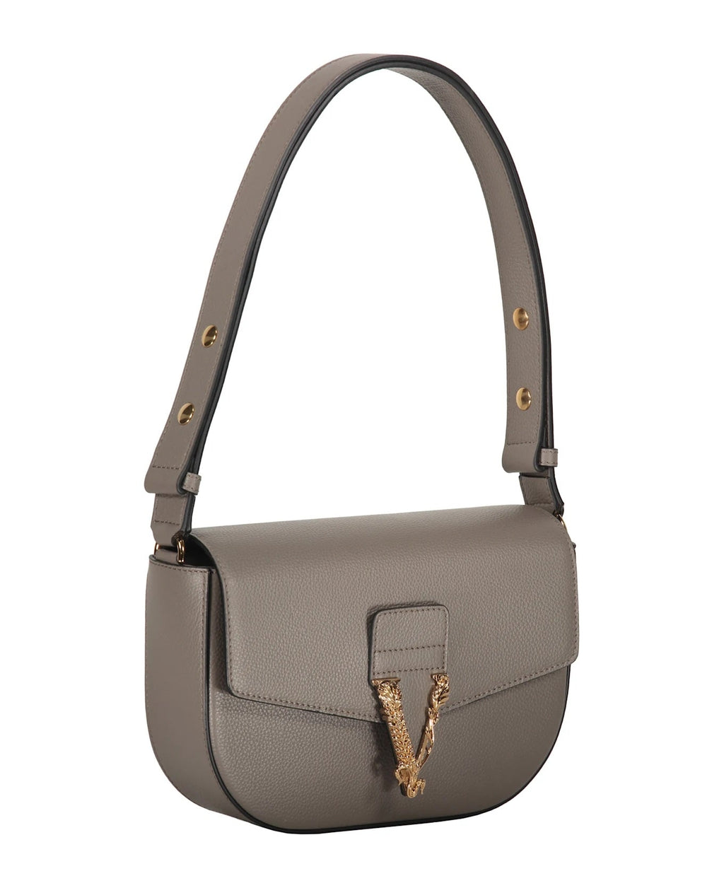 VERSACE VIRTUS GRAINED CALFSKIN LEATHER HANDBAG