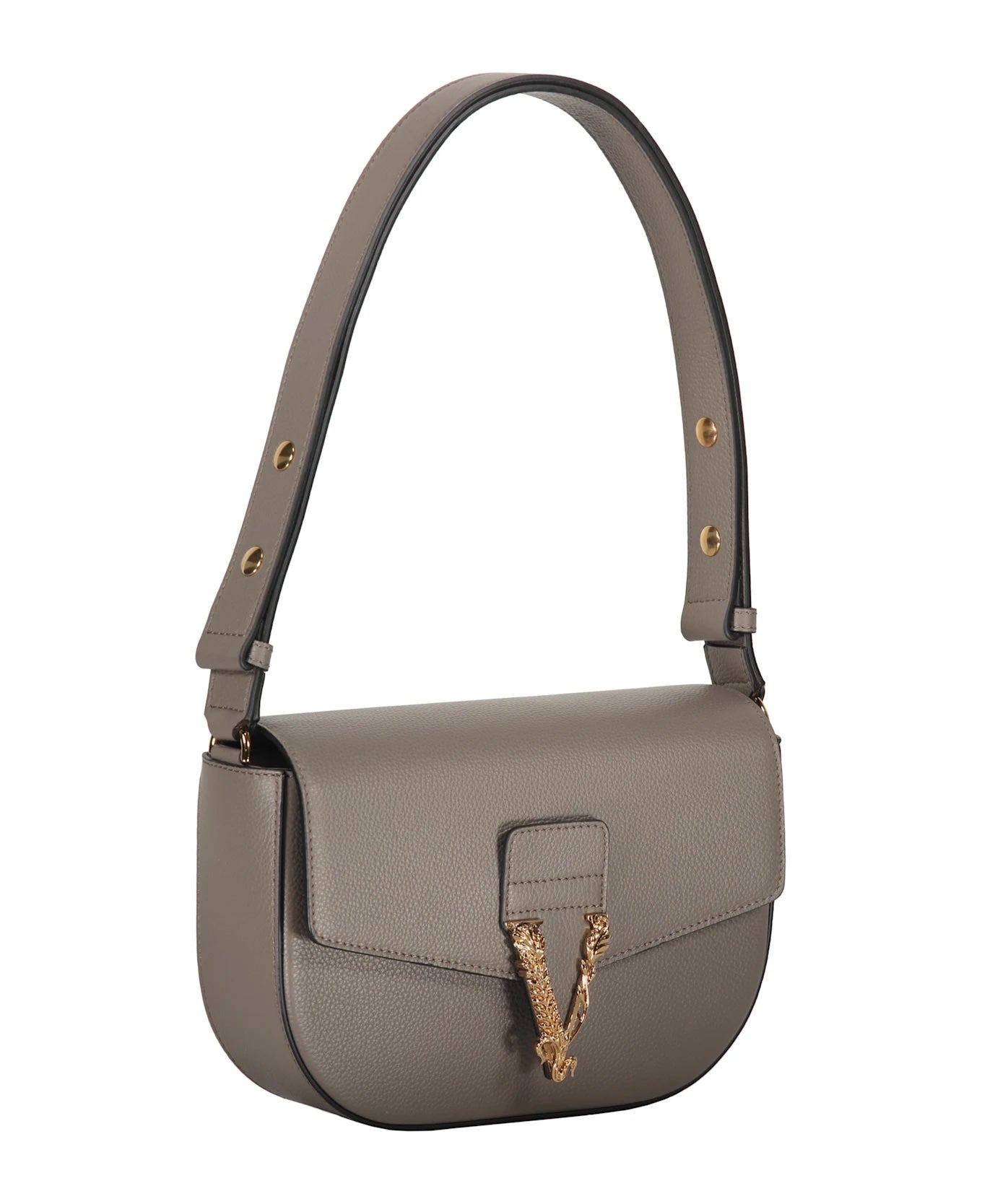 VERSACE VIRTUS GRAINED CALFSKIN LEATHER HANDBAG