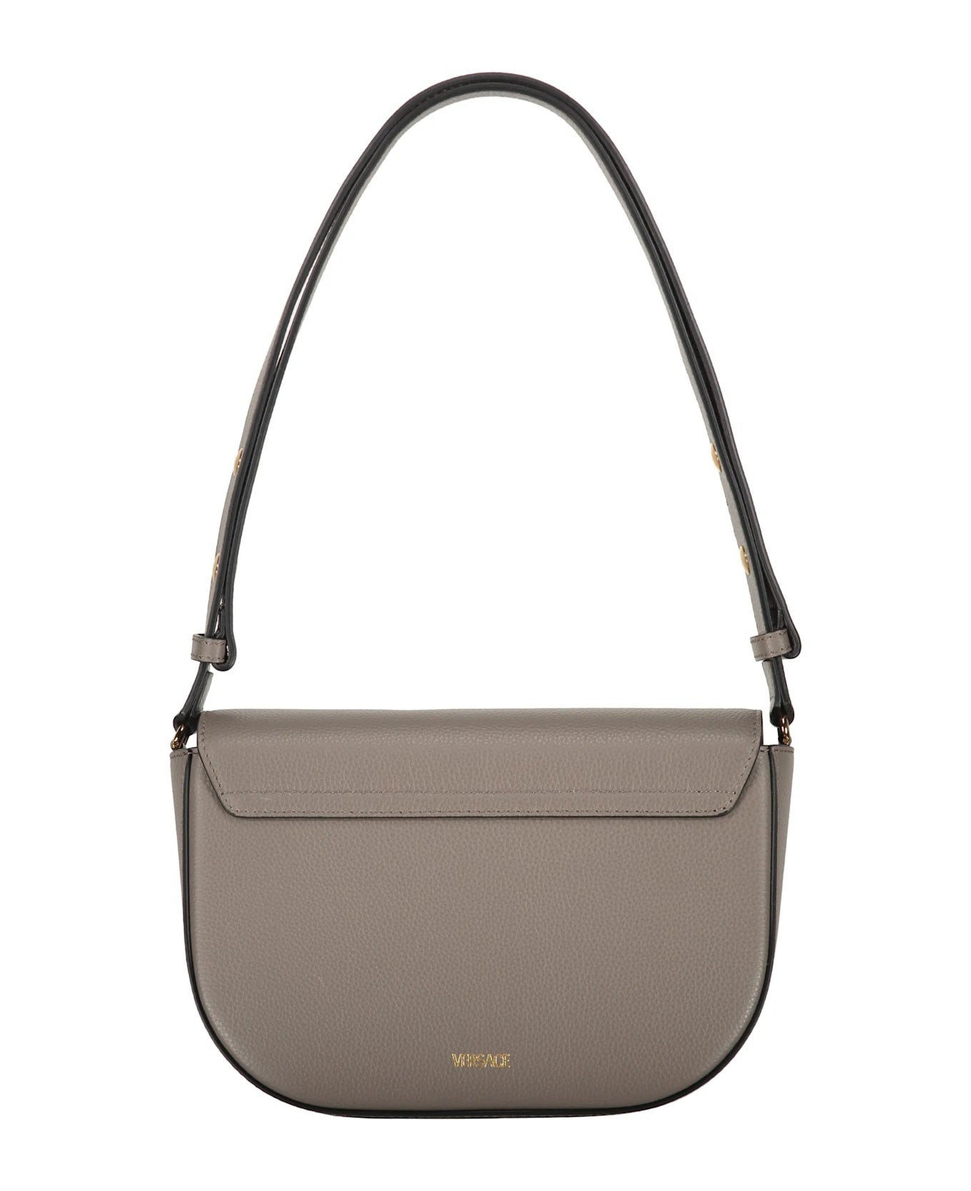 VERSACE VIRTUS GRAINED CALFSKIN LEATHER HANDBAG