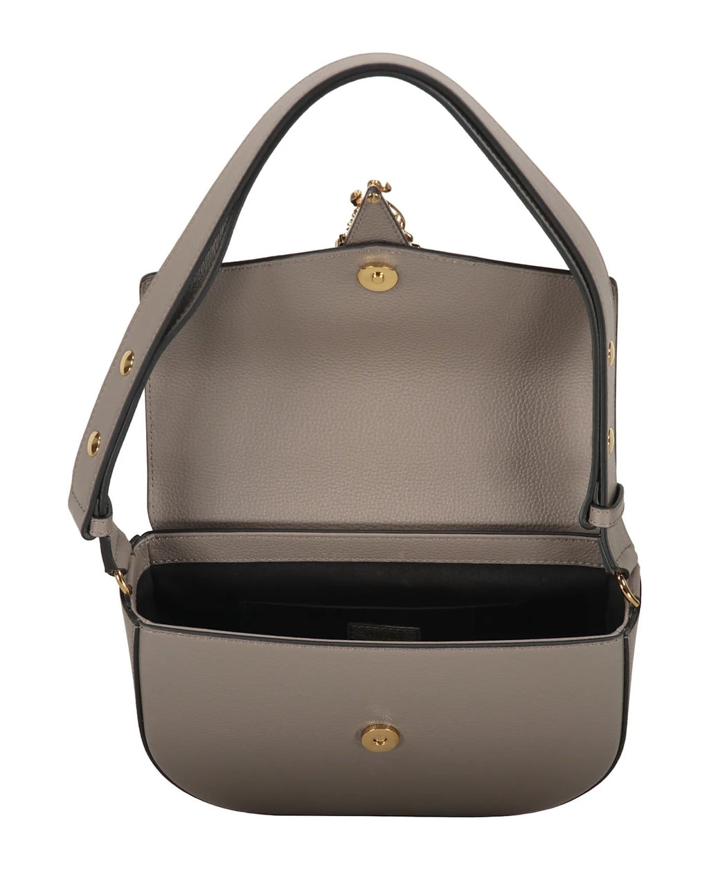 VERSACE VIRTUS GRAINED CALFSKIN LEATHER HANDBAG