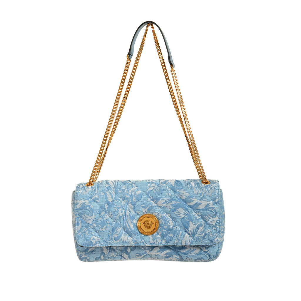 VERSACE QUILTED JACQUARD LA MEDUSA SHOULDER BAG