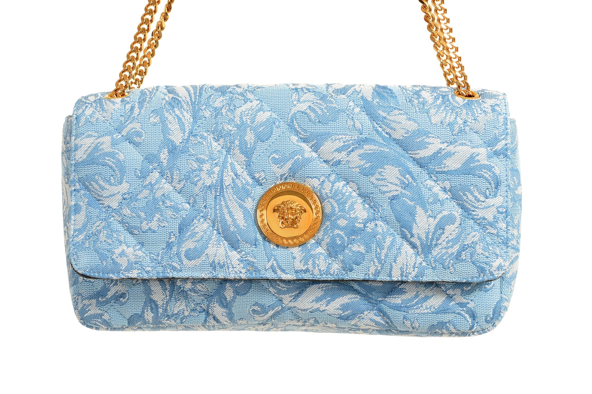 VERSACE QUILTED JACQUARD LA MEDUSA SHOULDER BAG