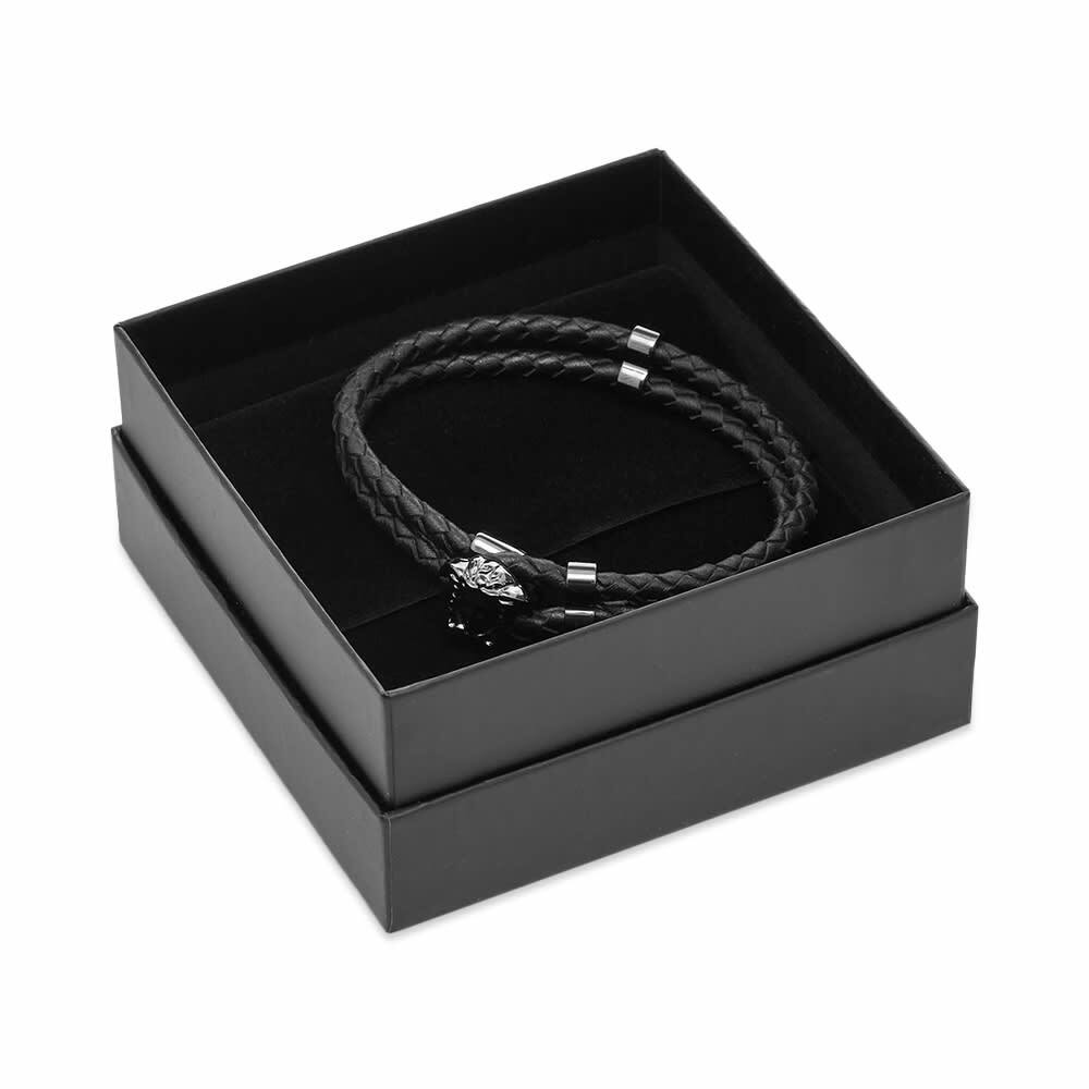 VERSACE LA MEDUSA BRAIDED LEATHER BRACELET