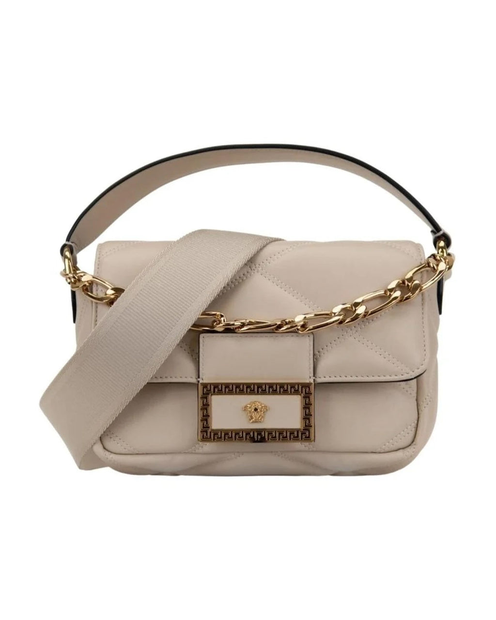 VERSACE QUILTED CALFSKIN LEATHER LA MEDUSA SHOULDER BAG