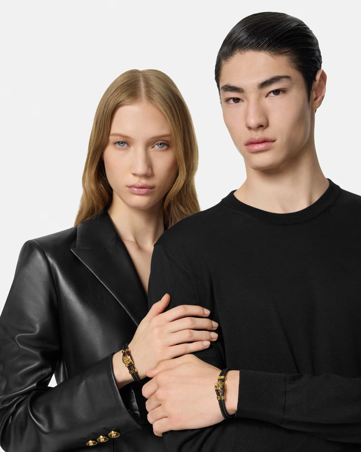 VERSACE LA MEDUSA BRAIDED LEATHER BRACELET UNISEX