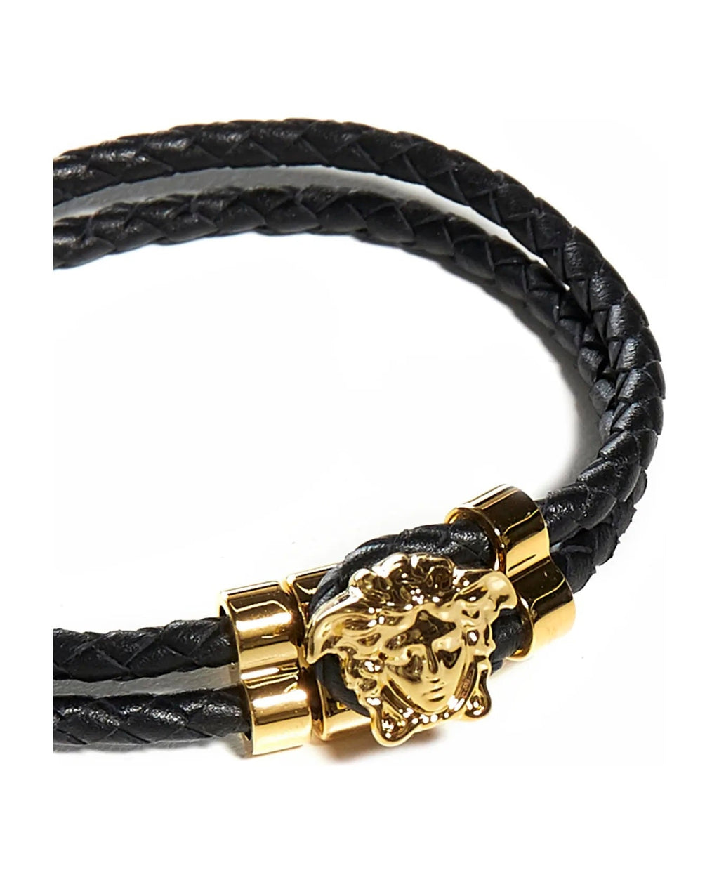 VERSACE LA MEDUSA BRAIDED LEATHER BRACELET UNISEX