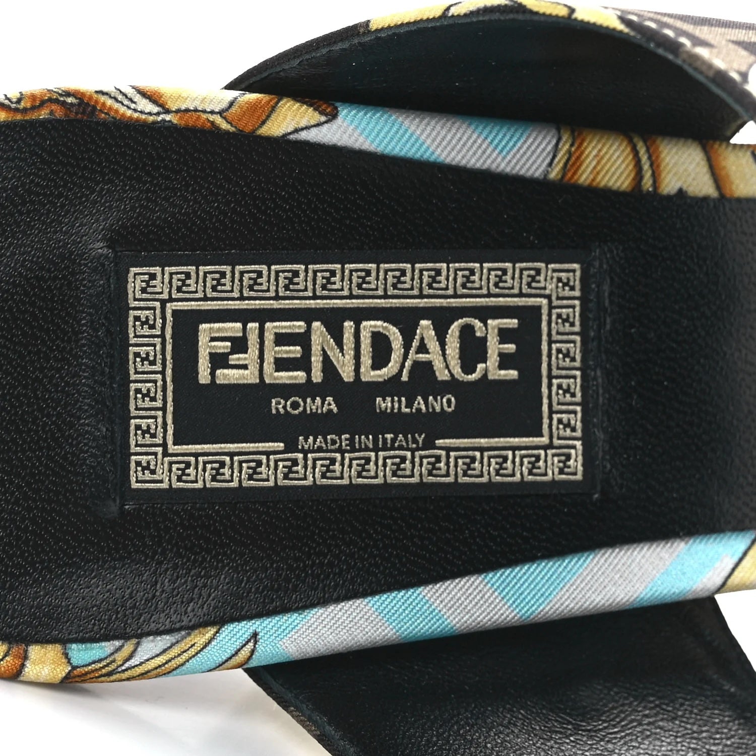 FENDI X VERSACE SILK FENDACE BAROQUE LA MEDUSA MULES