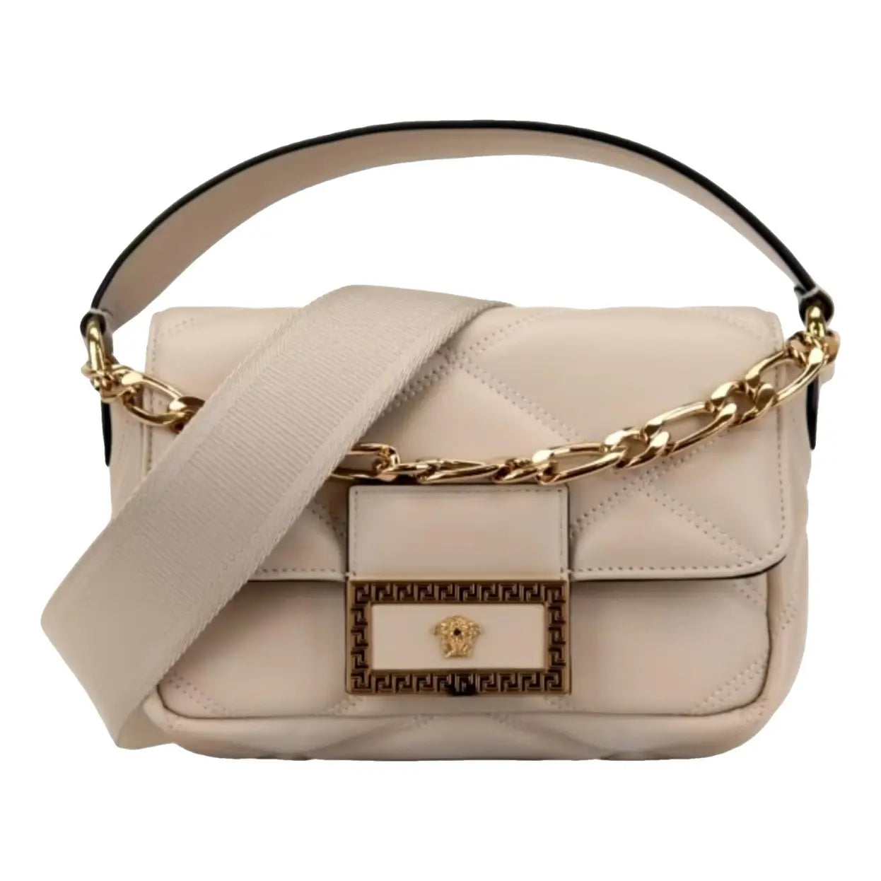 VERSACE QUILTED CALFSKIN LEATHER LA MEDUSA SHOULDER BAG