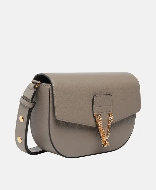 VERSACE VIRTUS GRAINED CALFSKIN LEATHER HANDBAG