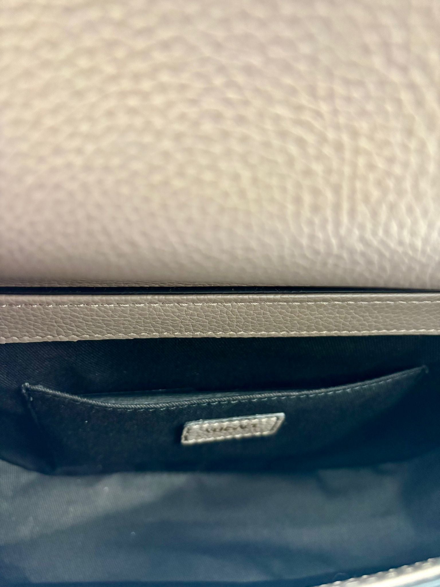 VERSACE VIRTUS GRAINED CALFSKIN LEATHER HANDBAG