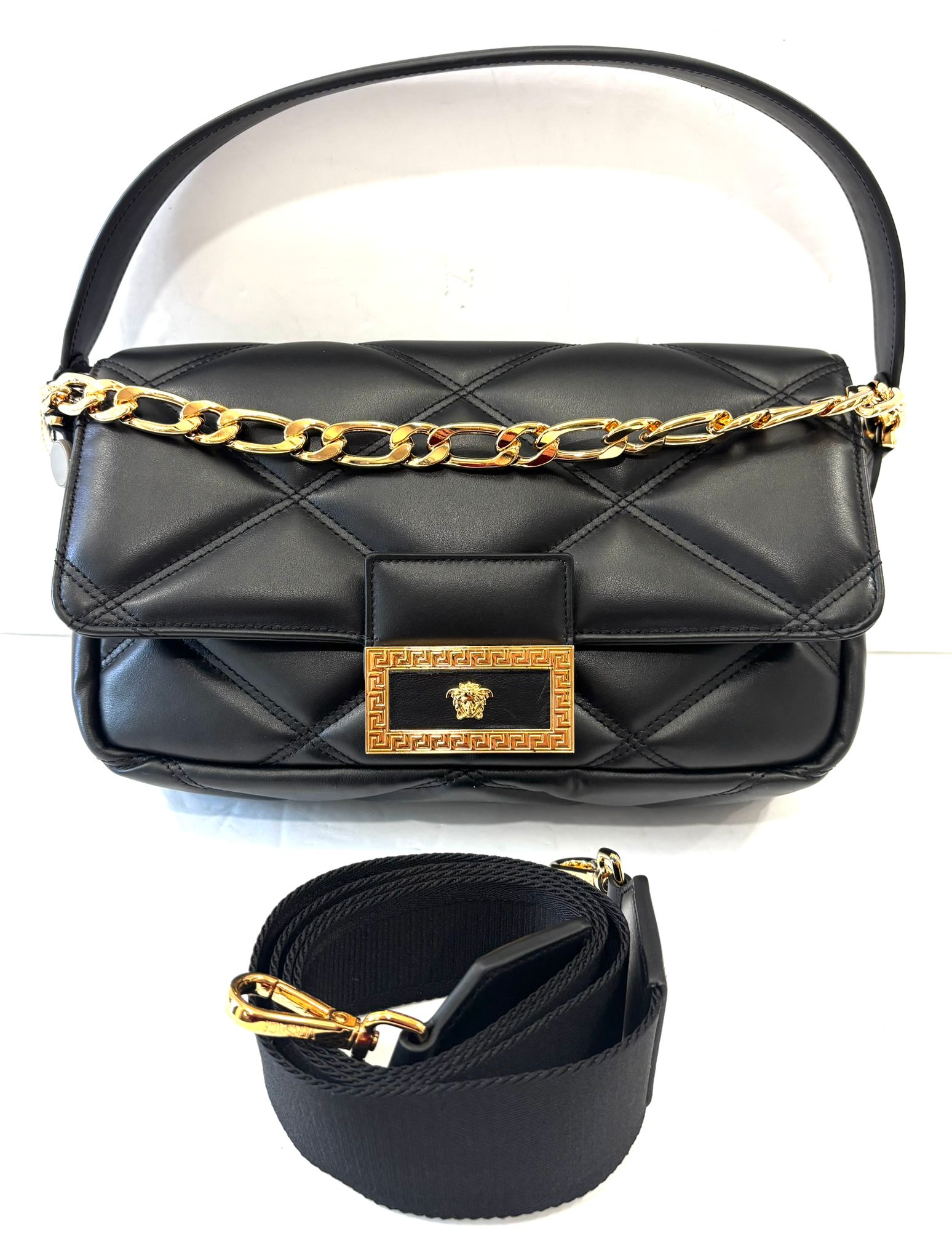 VERSACE LA MEDUSA QUILTED CALFSKIN CROSSBODY BAG