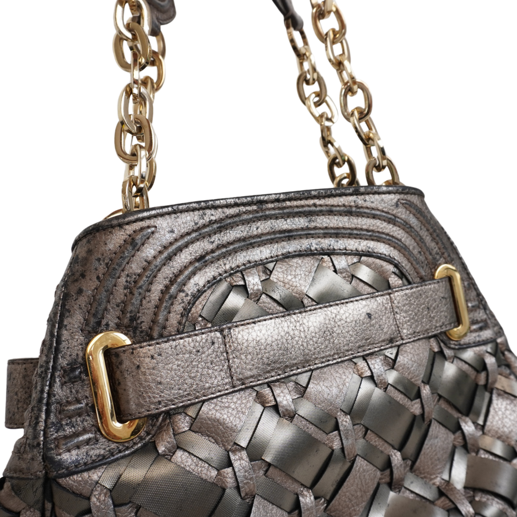 Versace Metallic Woven Hobo Bag