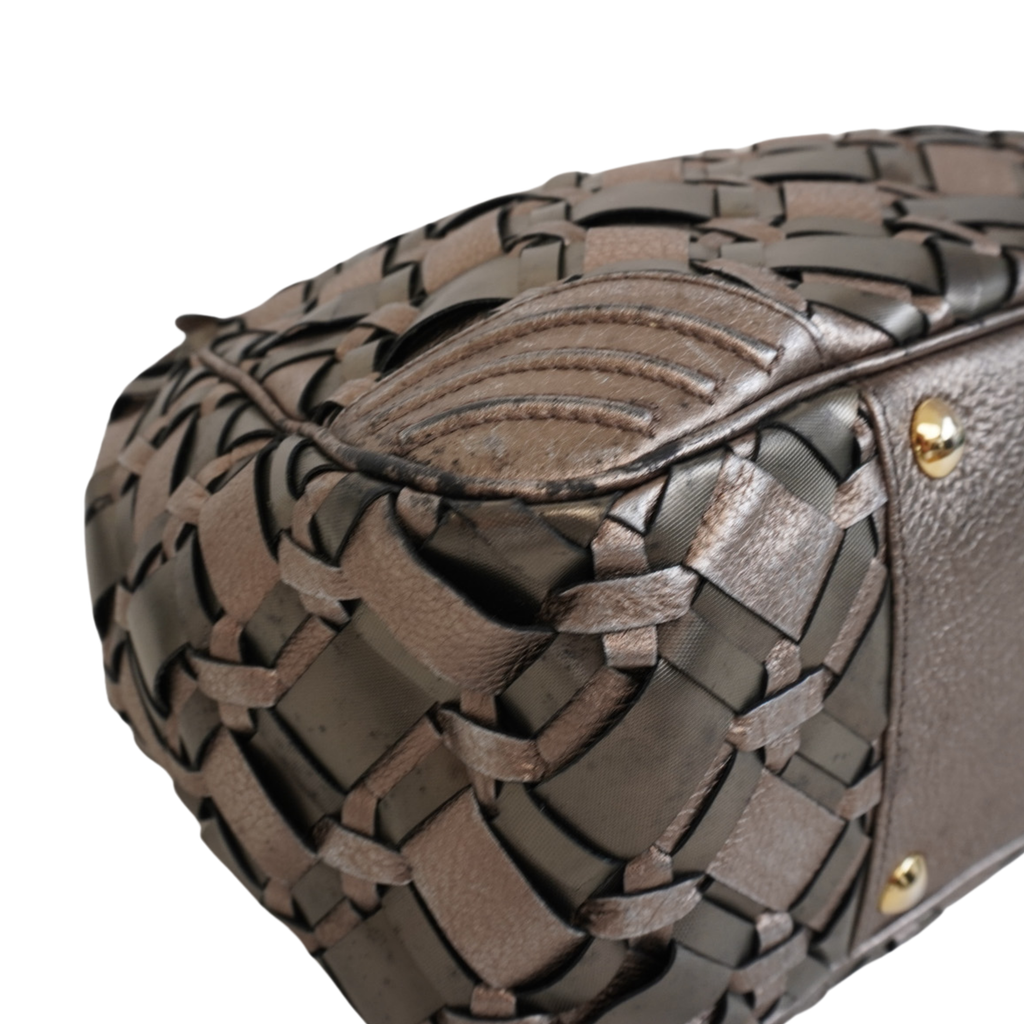 Versace Metallic Woven Hobo Bag