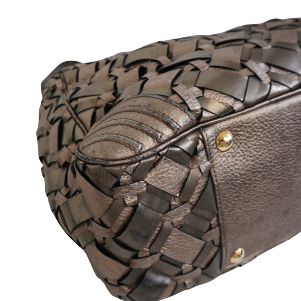 Versace Metallic Woven Hobo Bag