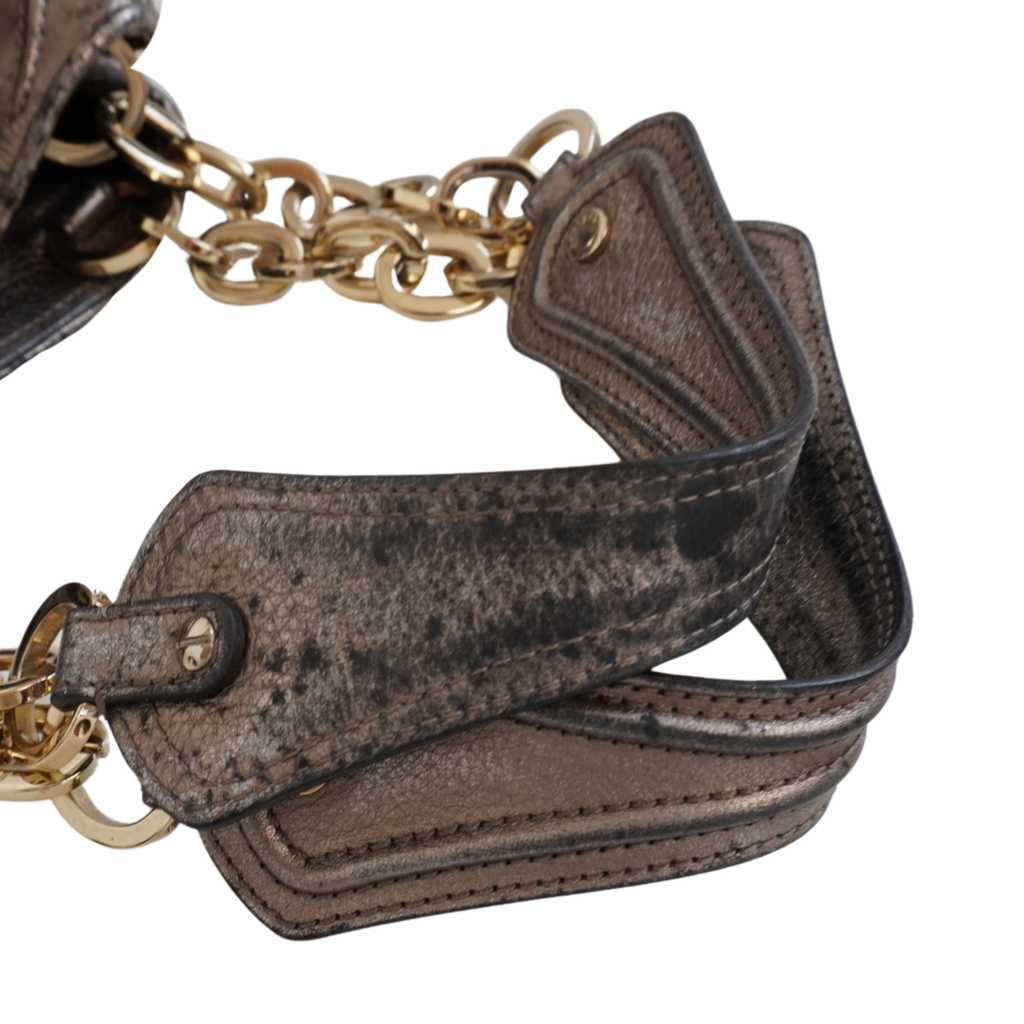 Versace Metallic Woven Hobo Bag