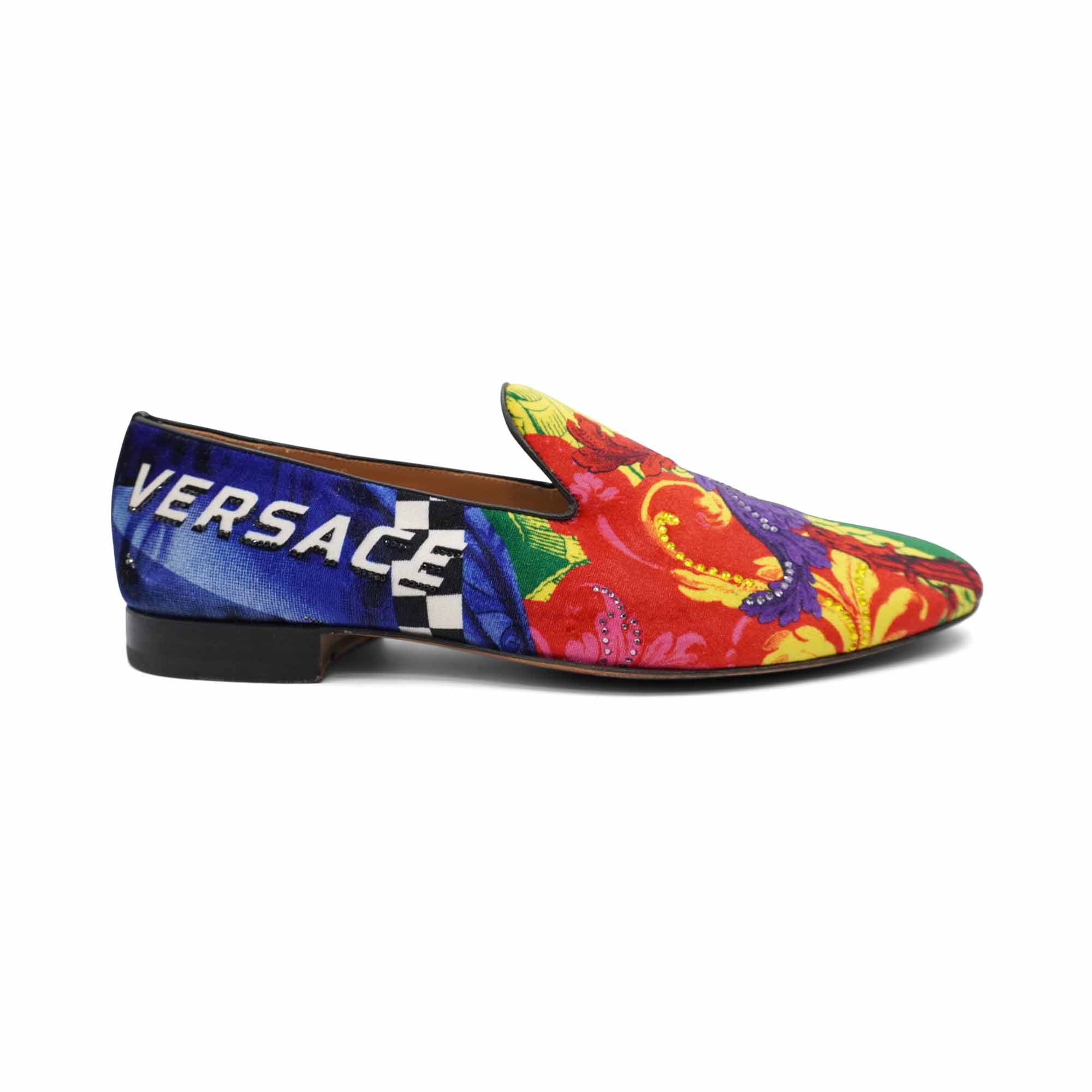 Versace 'Baroque' Velour Loafers - Men's 46