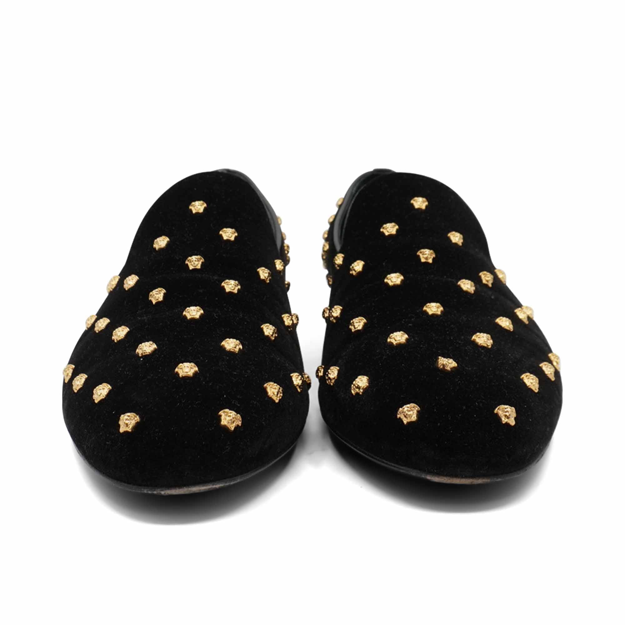 Versace 'Medusa' Velour Loafers - Men's 46