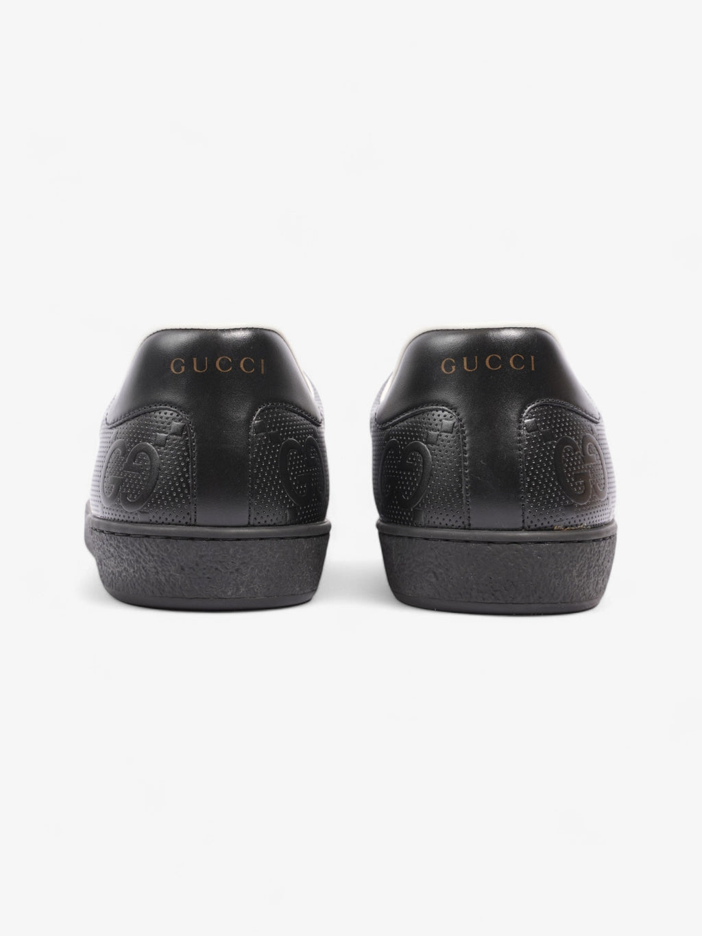 Gucci New Ace Embossed Sneakers Black Embossed Leather EU 42.5 UK 8.5