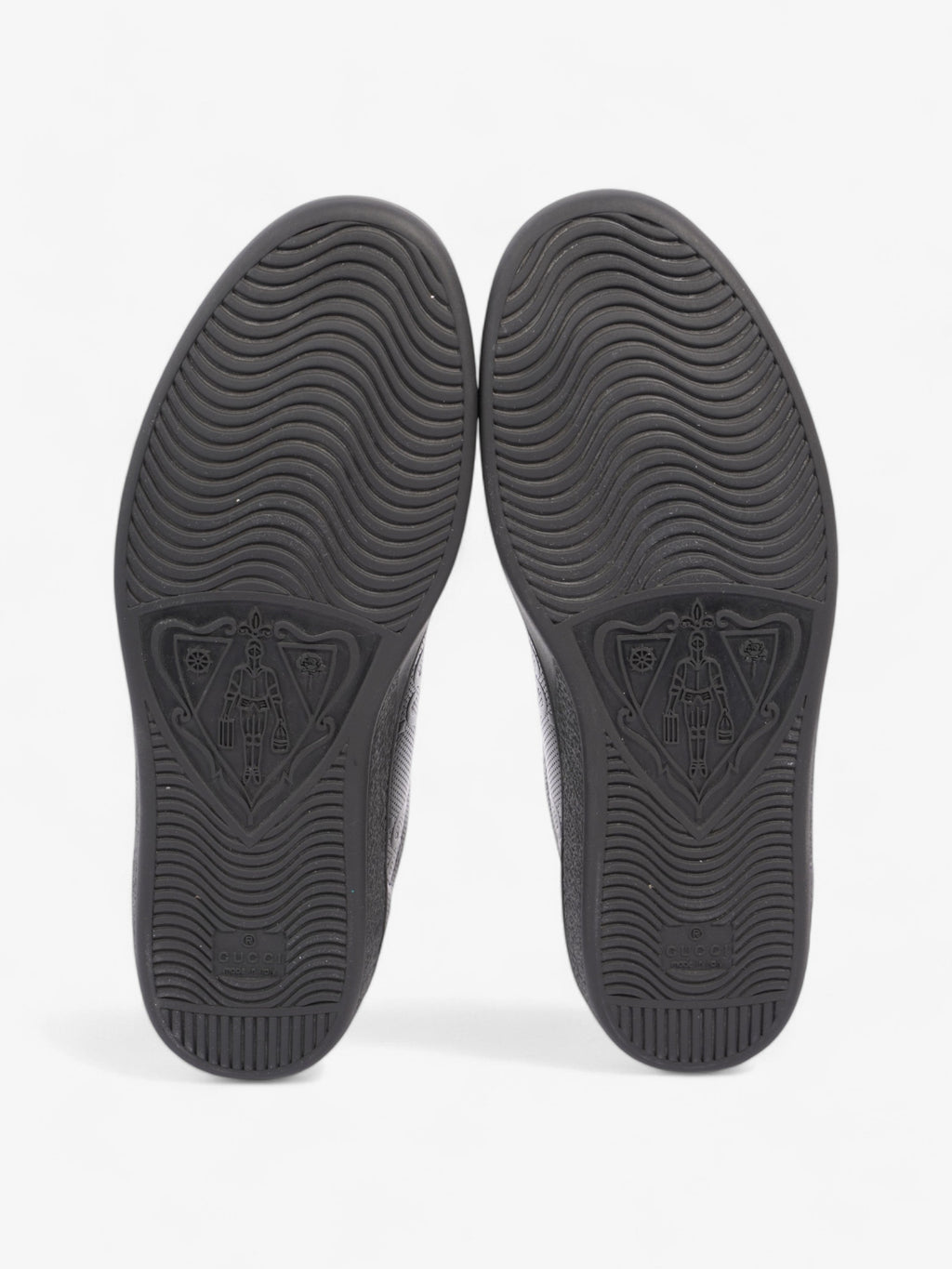 Gucci New Ace Embossed Sneakers Black Embossed Leather EU 42.5 UK 8.5