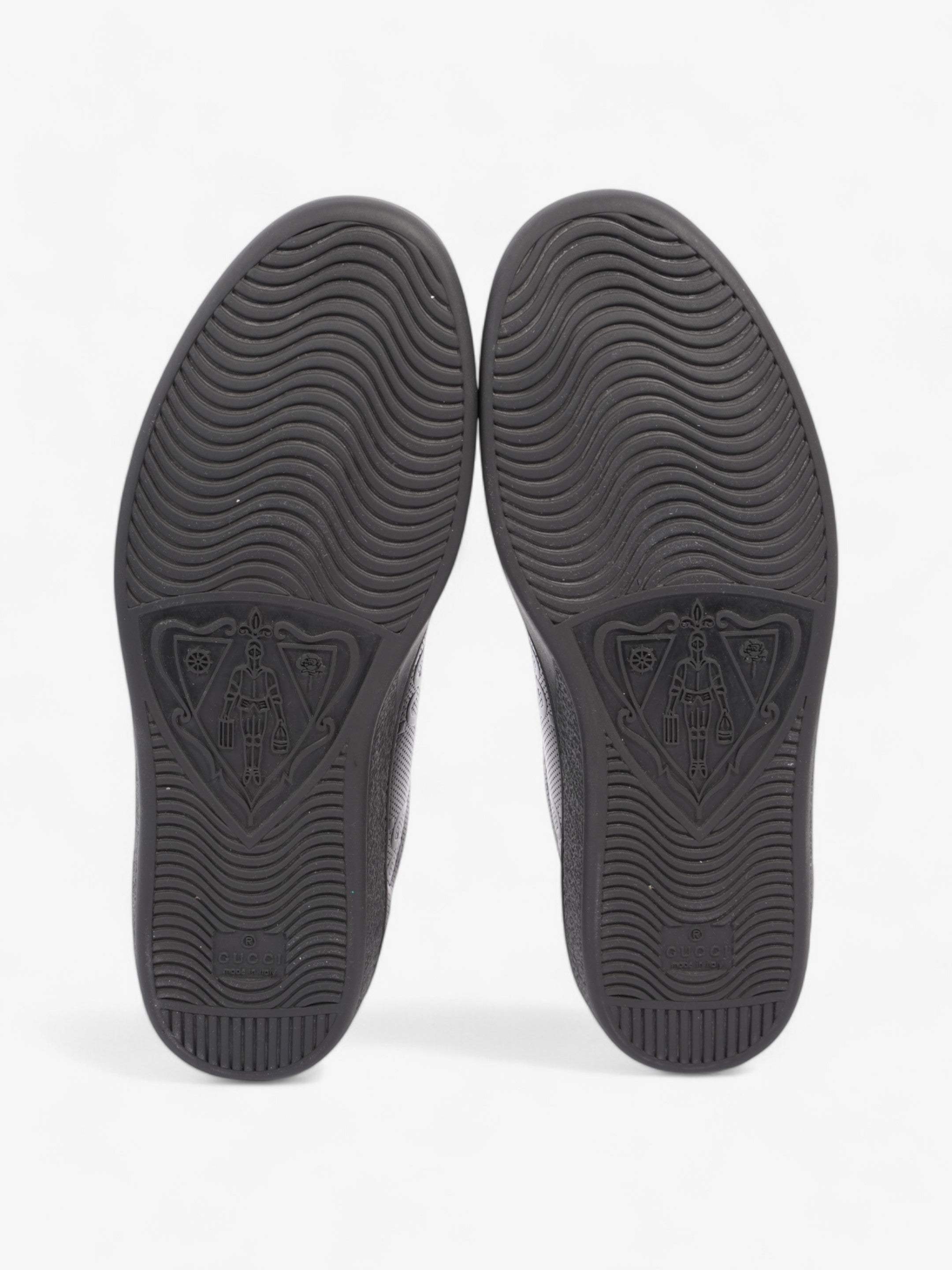Gucci New Ace Embossed Sneakers Black Embossed Leather EU 42.5 UK 8.5