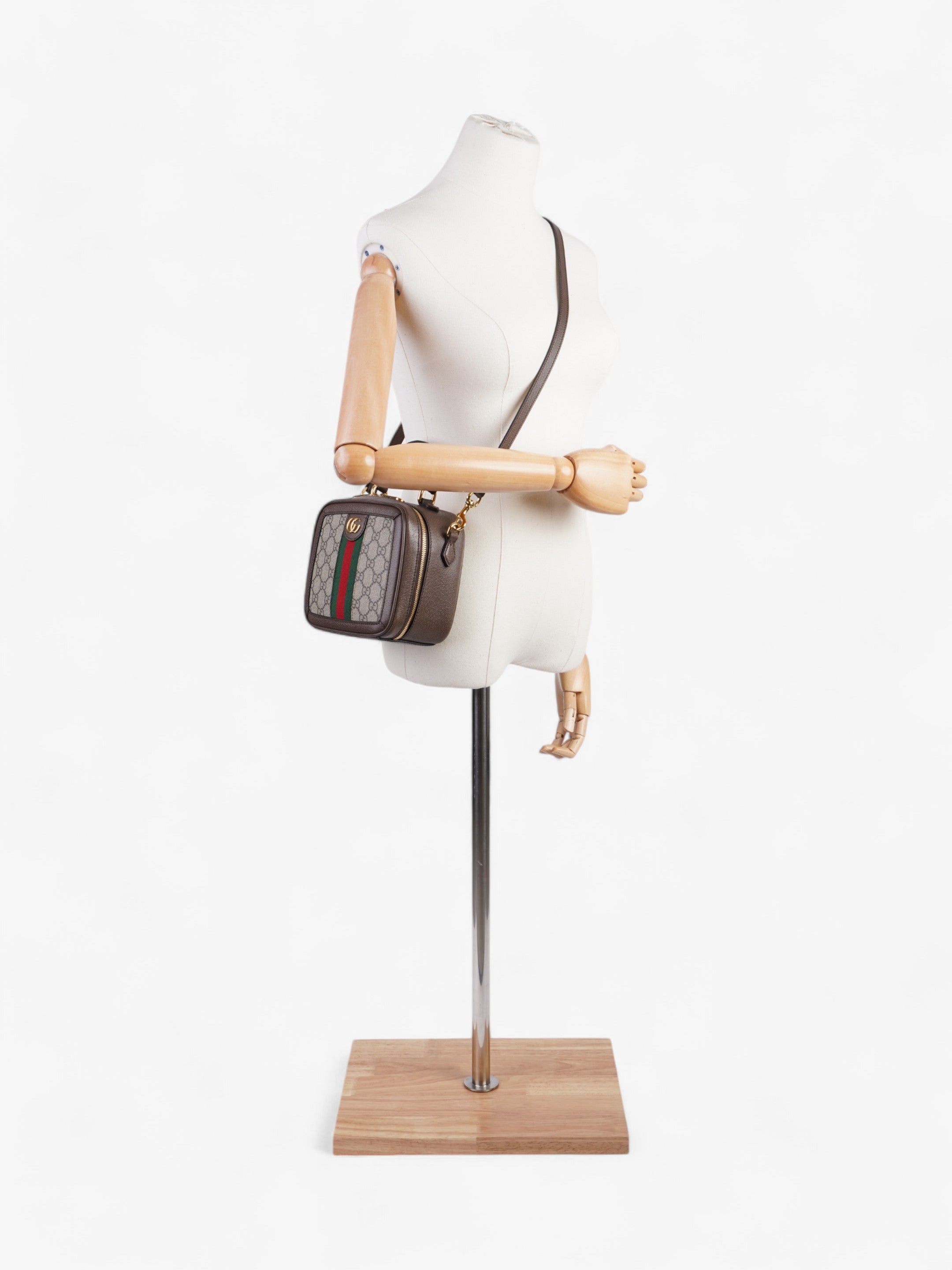 Gucci Ophidia Top Handle GG Supreme / Green / Red Canvas Mini