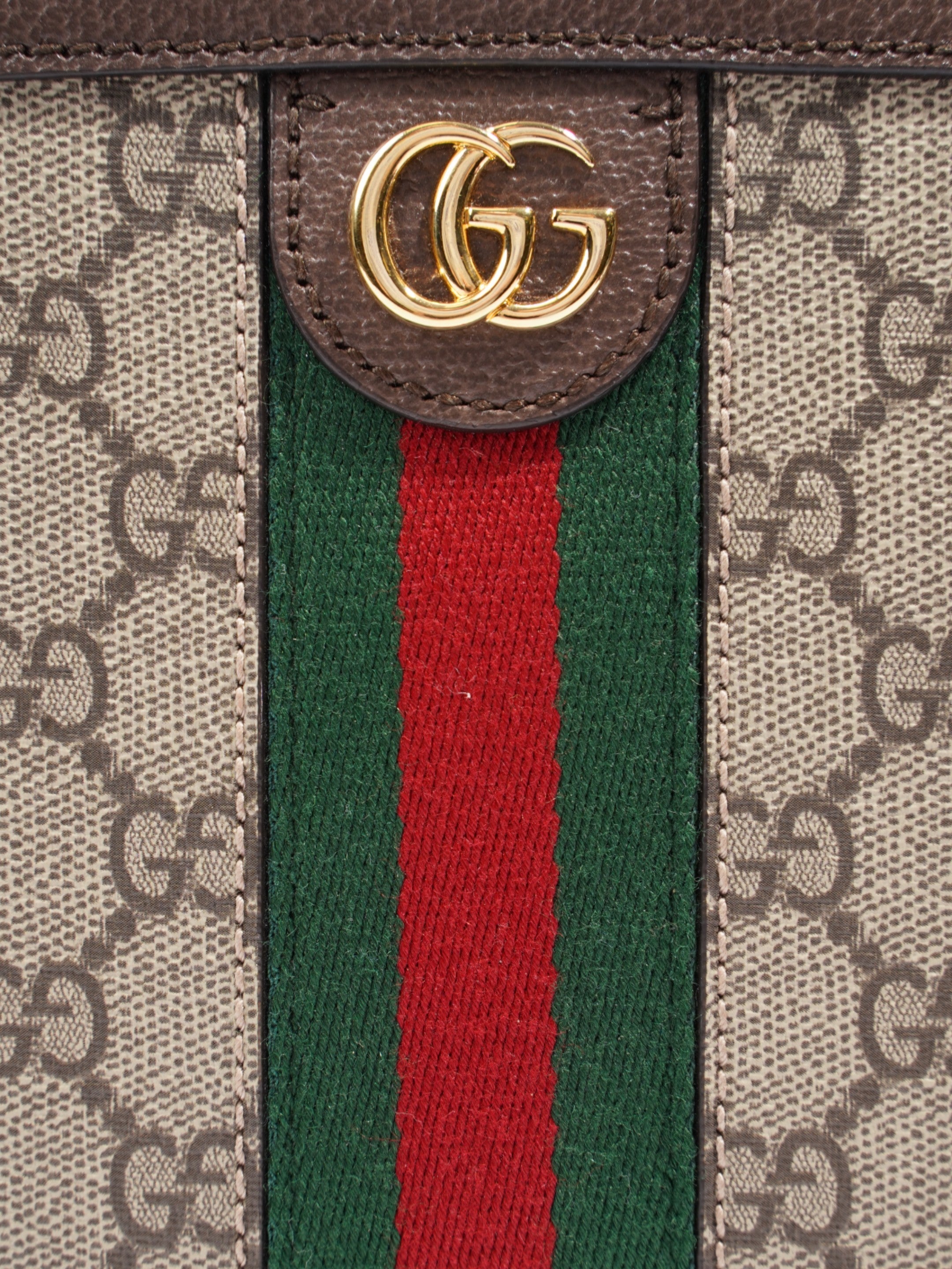 Gucci Ophidia Top Handle GG Supreme / Green / Red Canvas Mini