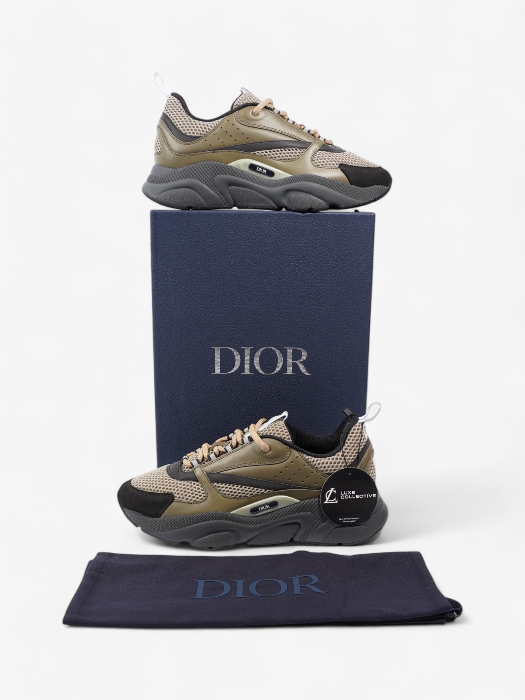 Christian Dior B22 Khaki / Black / White Mesh EU 42 UK 8