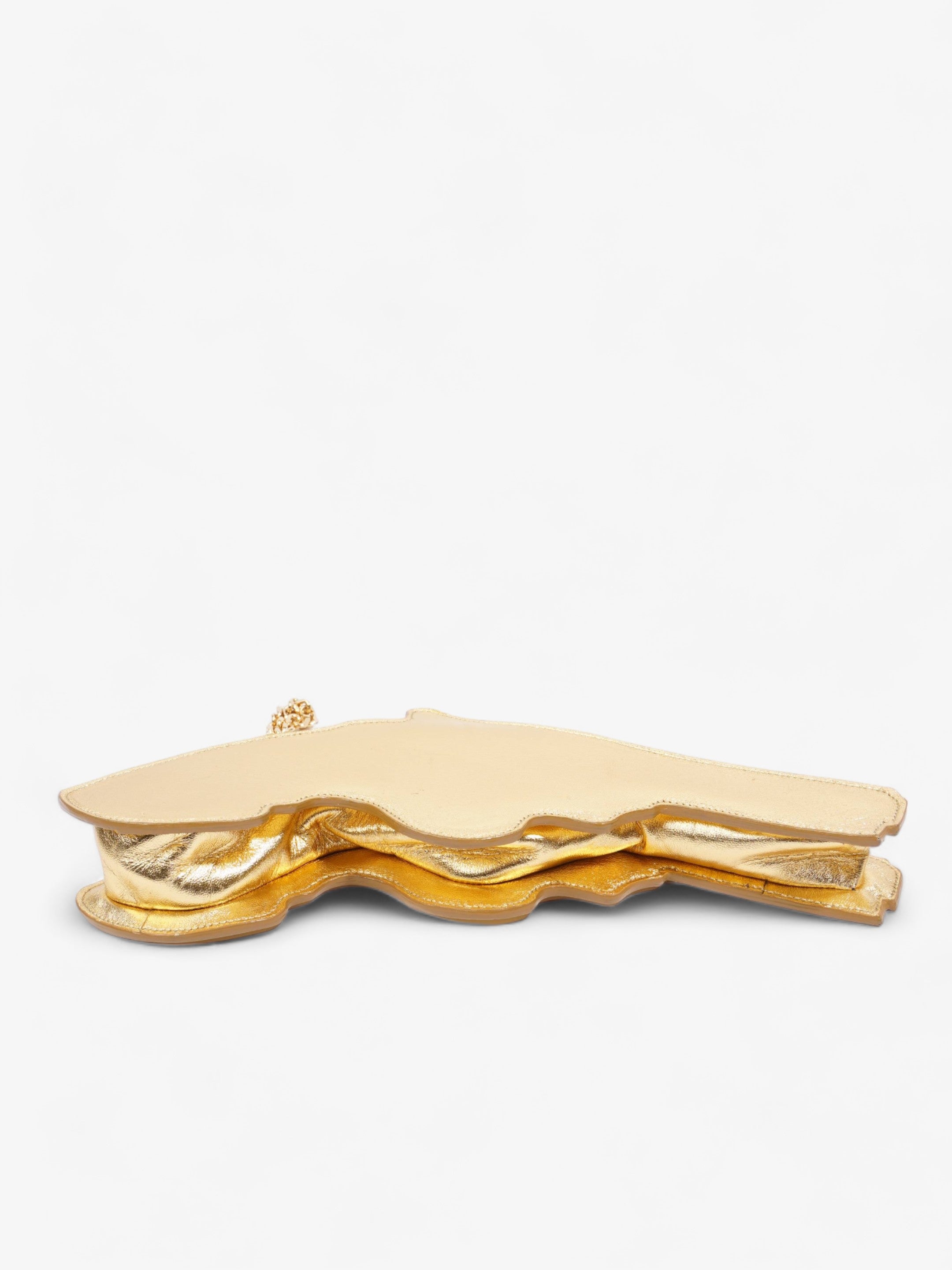 Saint Laurent Pistol Clutch Gold Leather