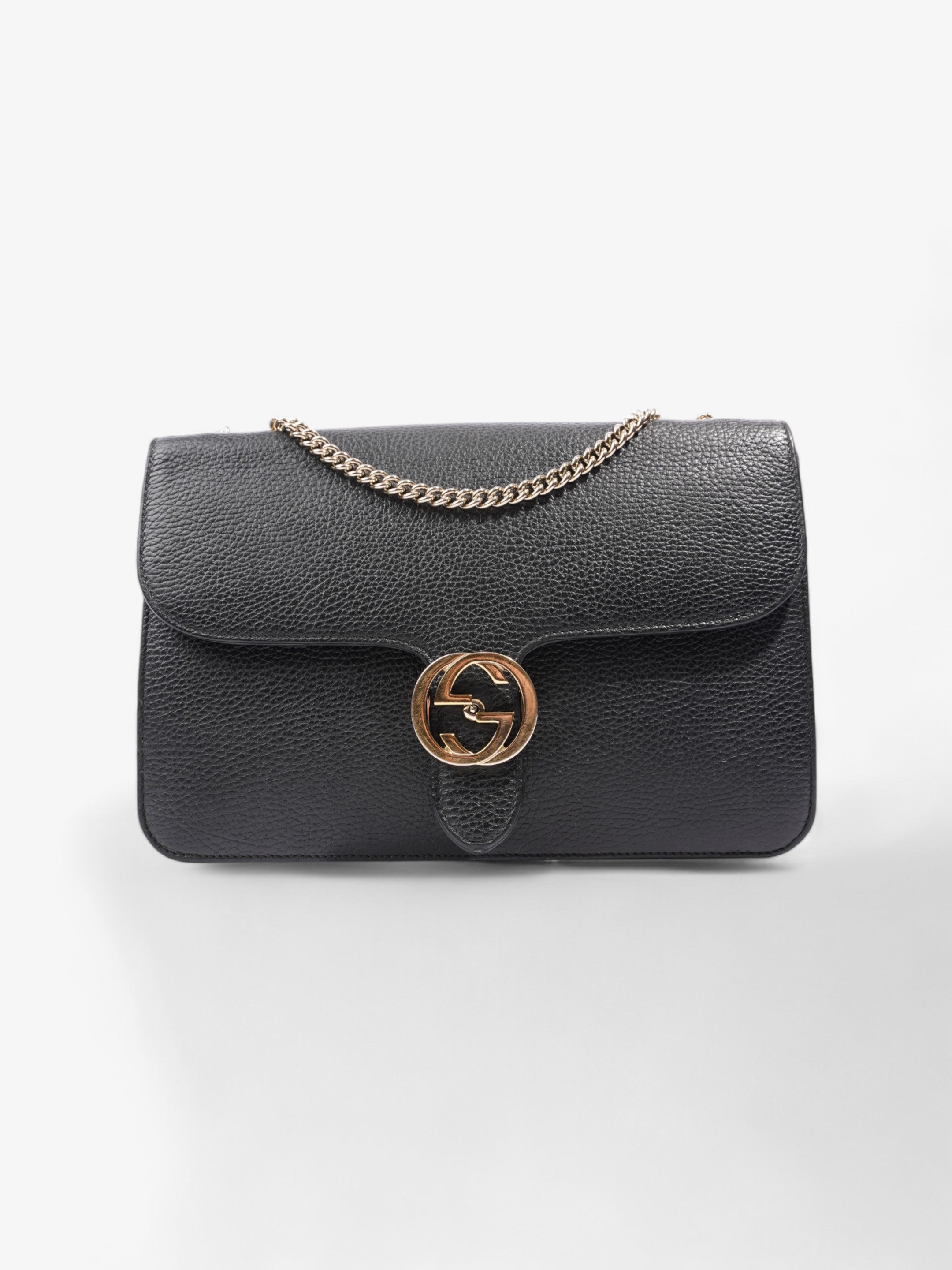 Gucci Interlocking GG Crossbody Bag Black Leather