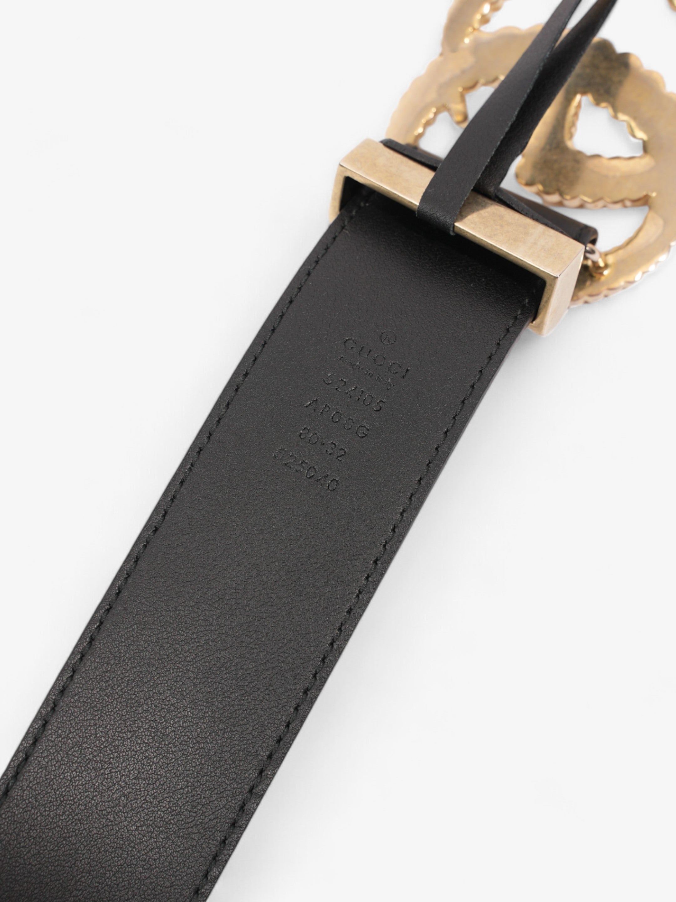 Gucci Double G Belt Black / Gold Leather 80cm / 32"