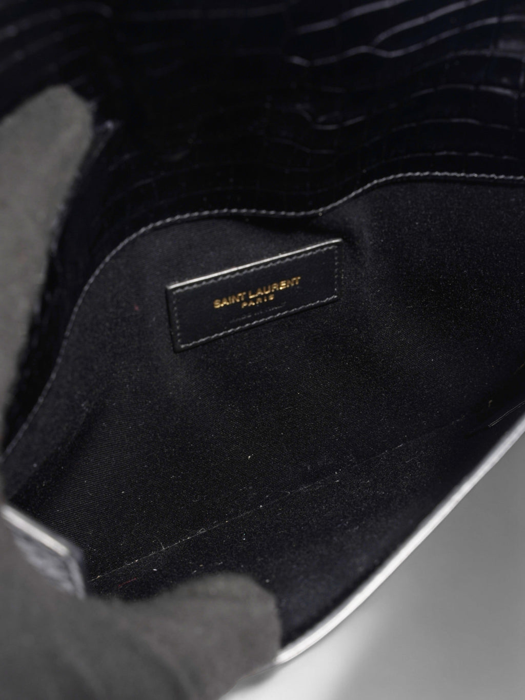 Saint Laurent Uptown Clutch Black Embossed Leather