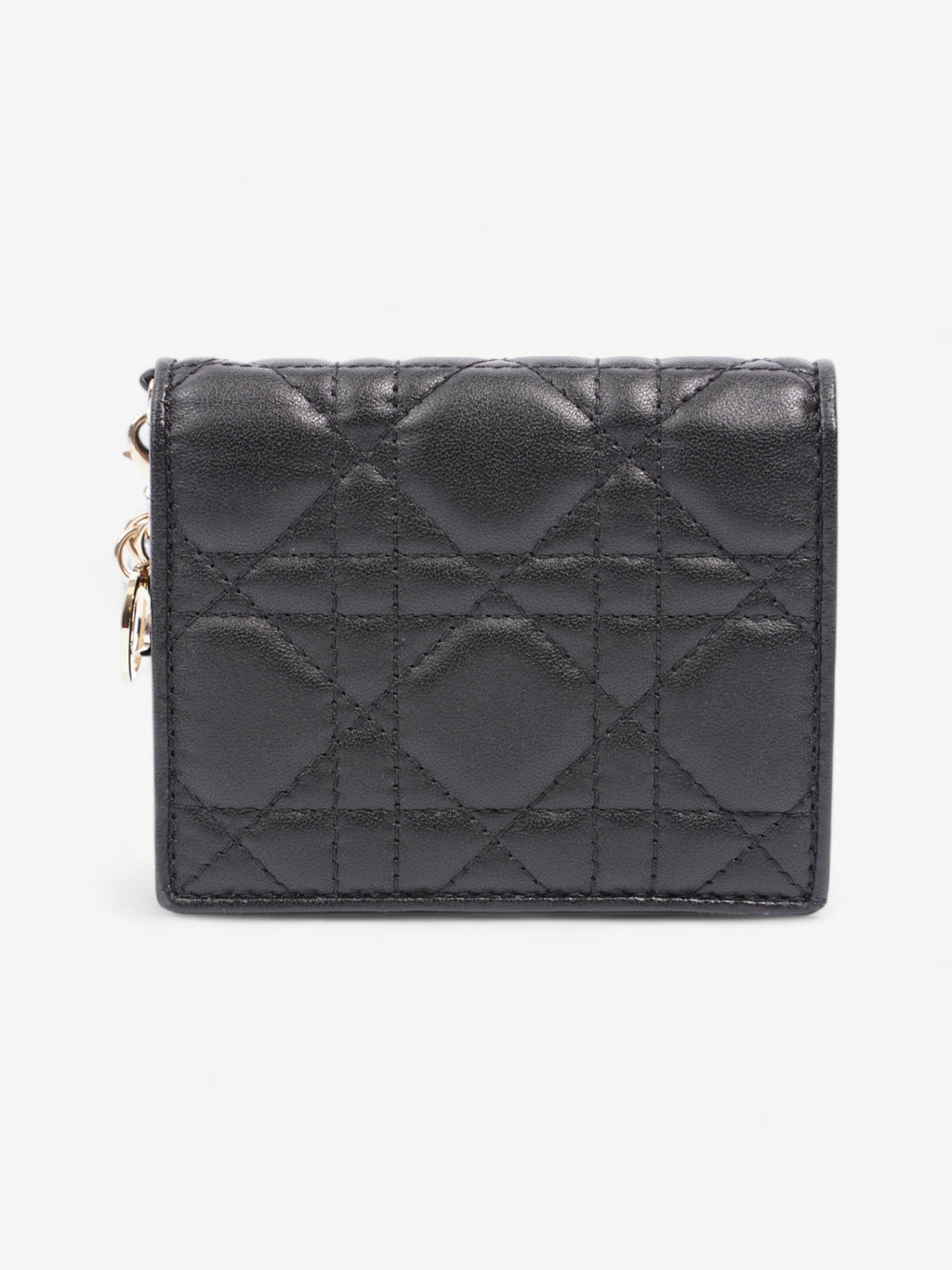 Christian Dior Lady Dior Wallet Black / Light Gold Lambskin Leather Medium
