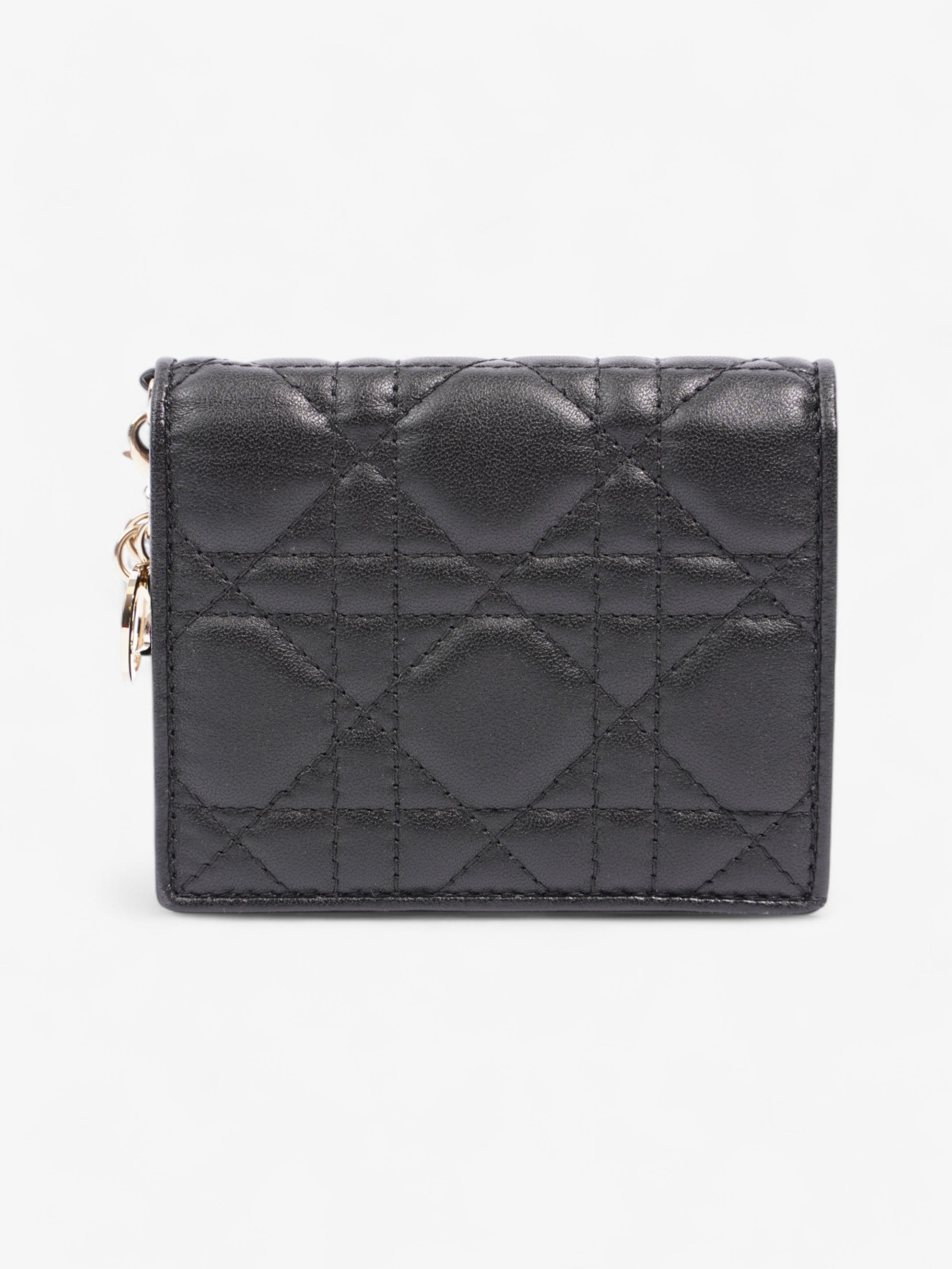 Christian Dior Lady Dior Wallet Black / Light Gold Lambskin Leather Medium