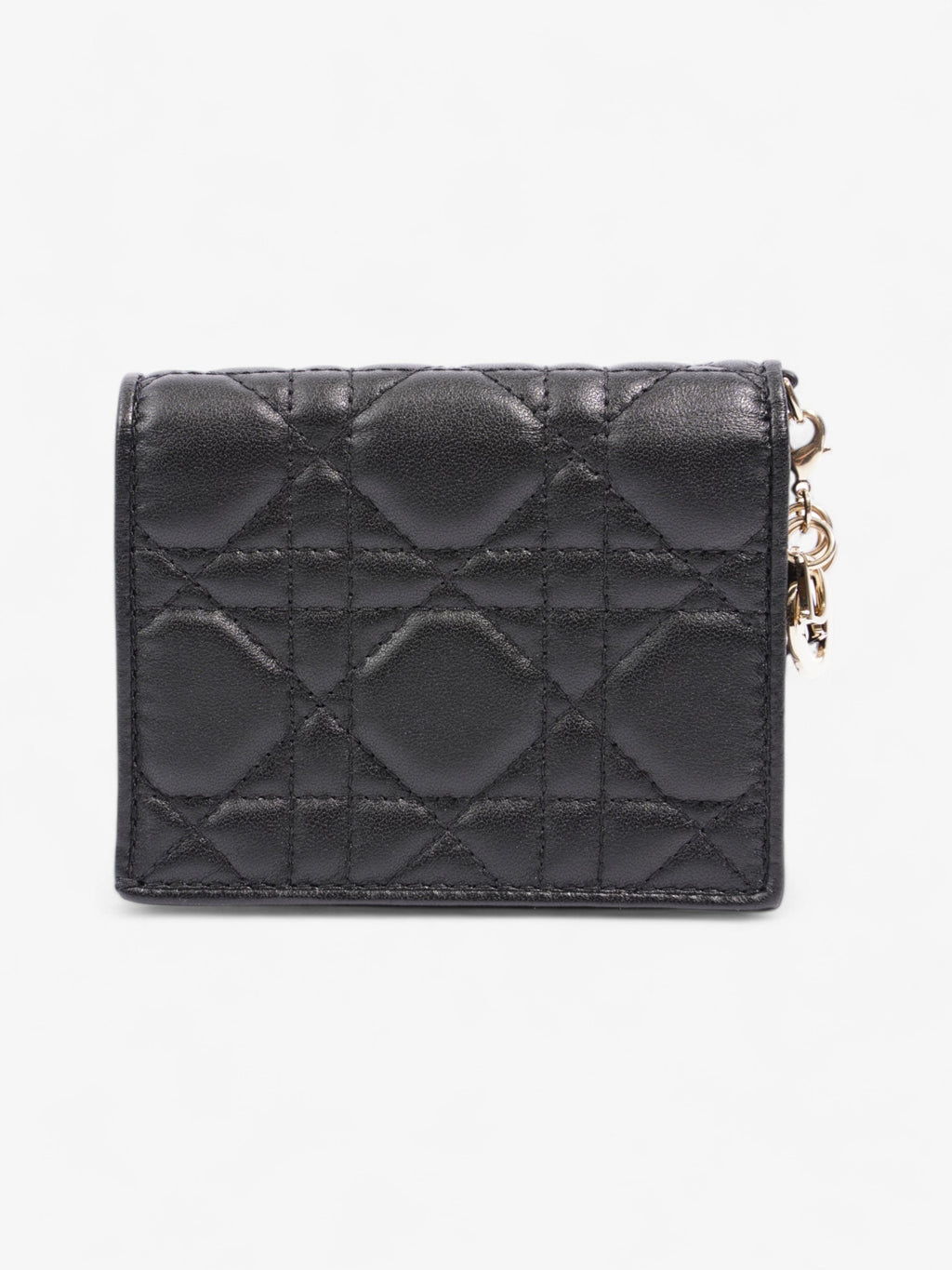 Christian Dior Lady Dior Wallet Black / Light Gold Lambskin Leather Medium