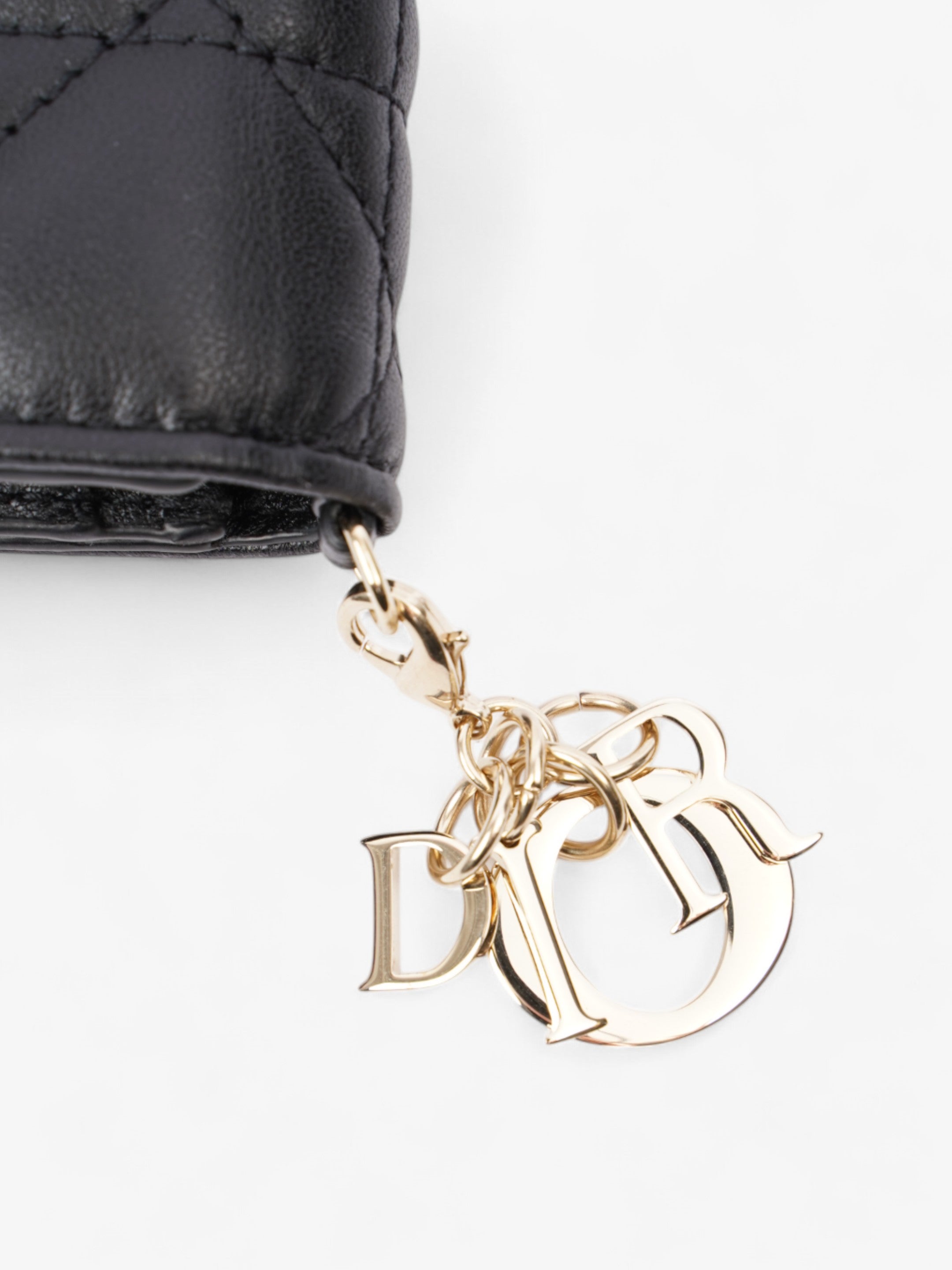 Christian Dior Lady Dior Wallet Black / Light Gold Lambskin Leather Medium