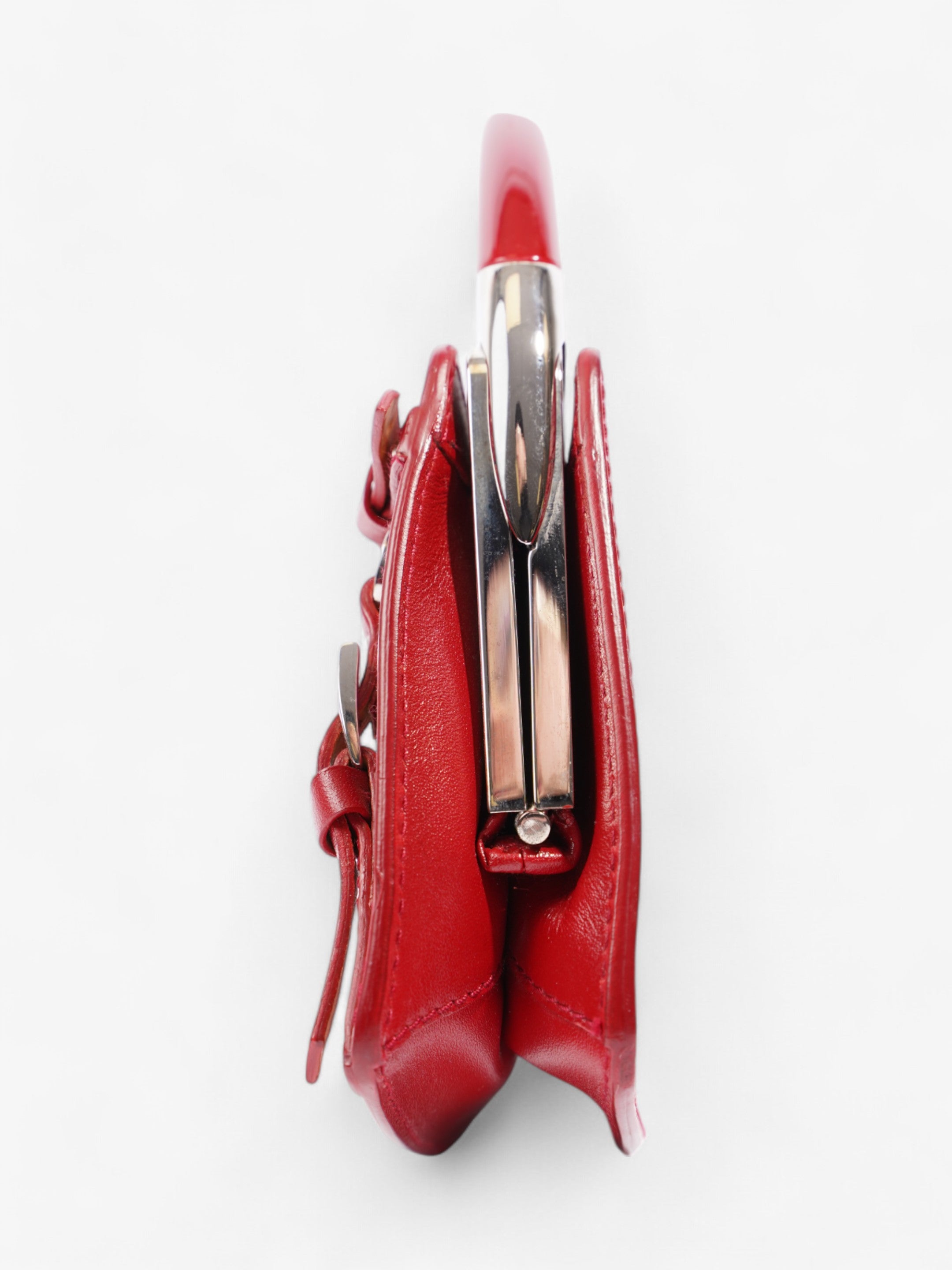 Christian Dior Bondage Clutch Red Calfskin Leather