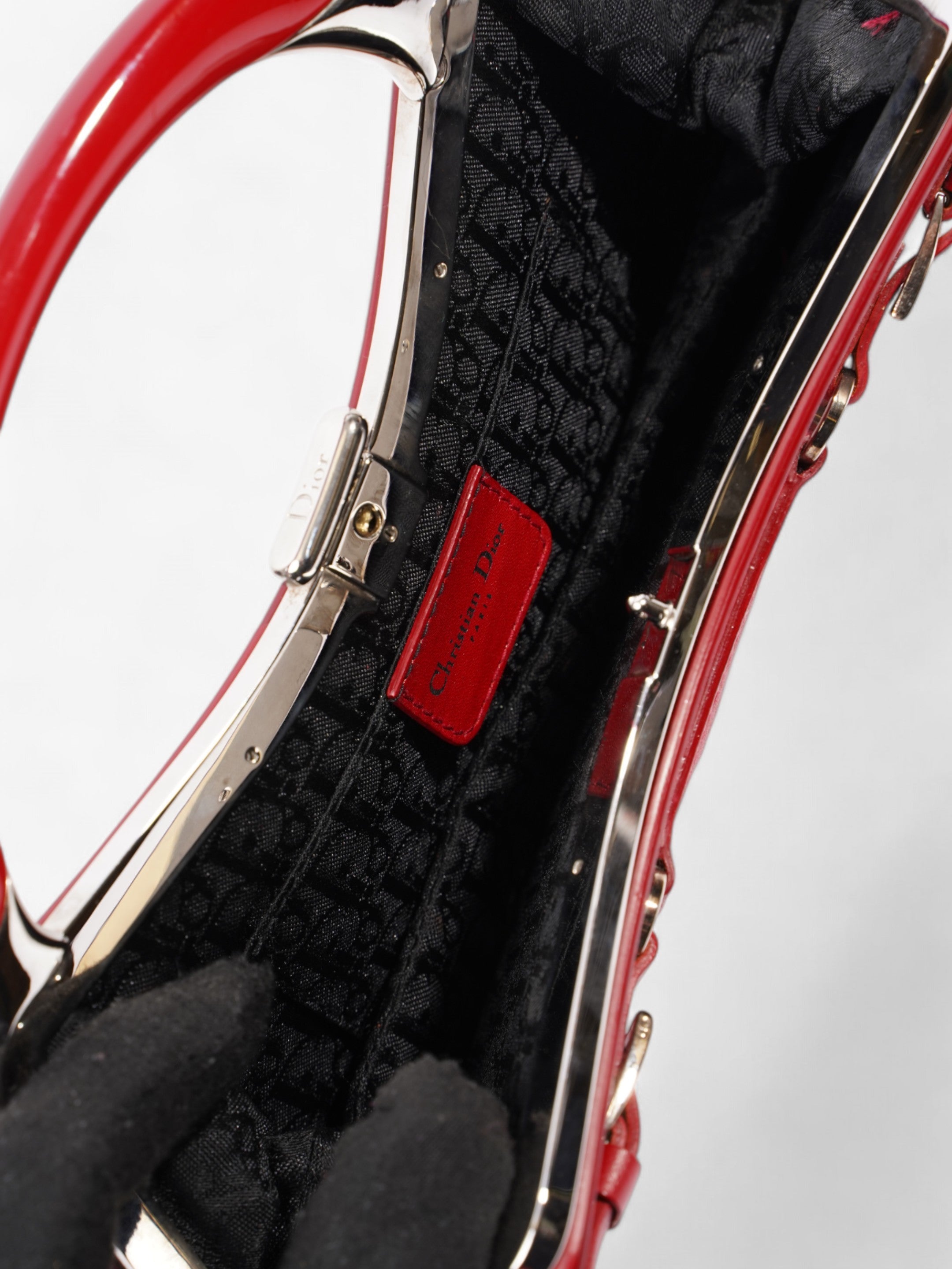 Christian Dior Bondage Clutch Red Calfskin Leather