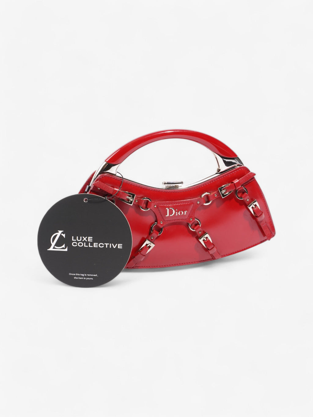 Christian Dior Bondage Clutch Red Calfskin Leather