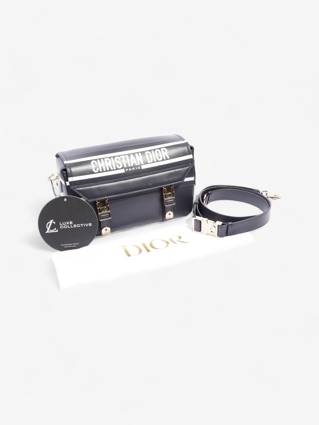 Christian Dior Diorcamp Bag Navy / White Leather Small
