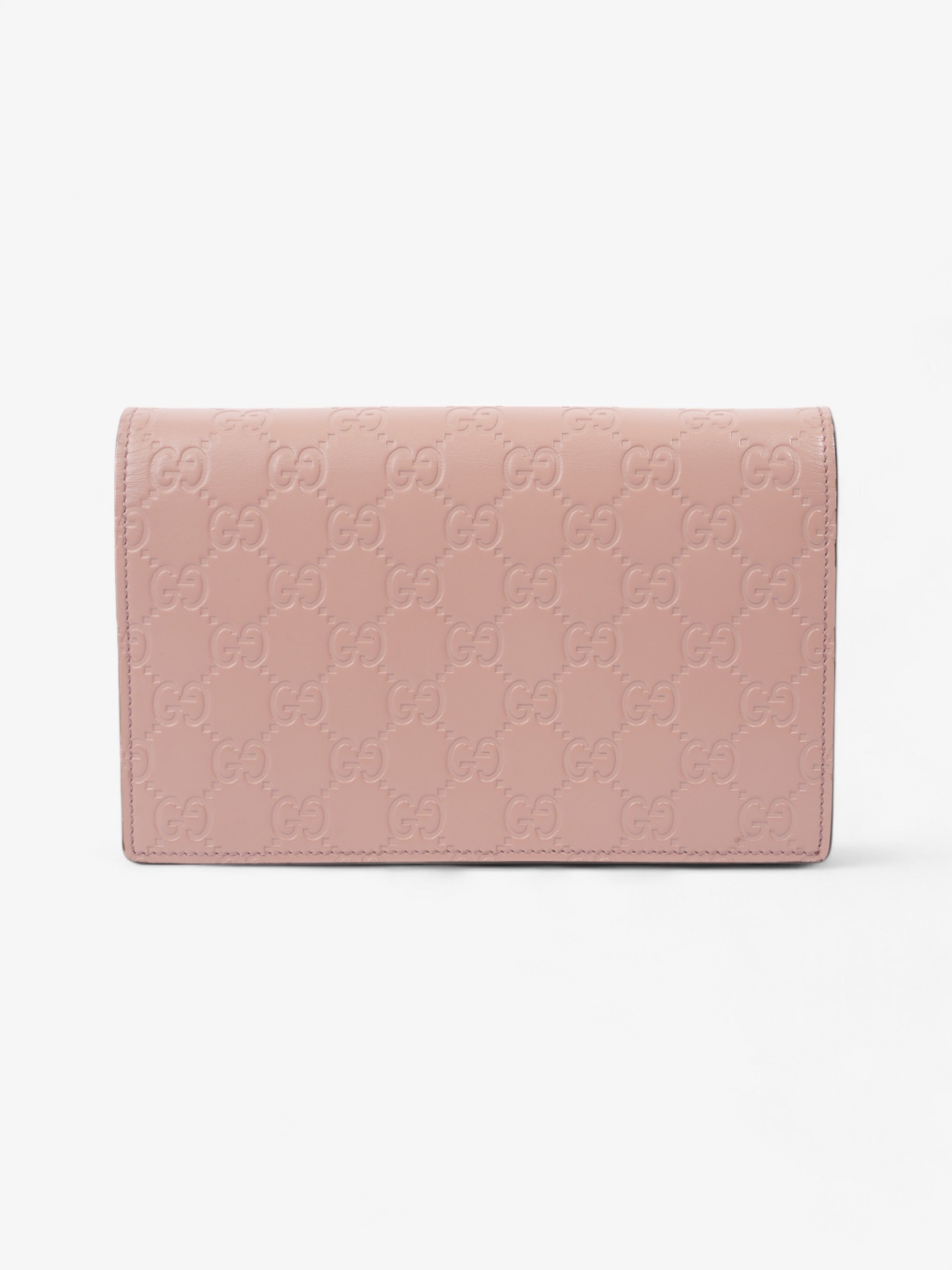 Gucci Bow Continental Chain Wallet Pink Guccissima Leather