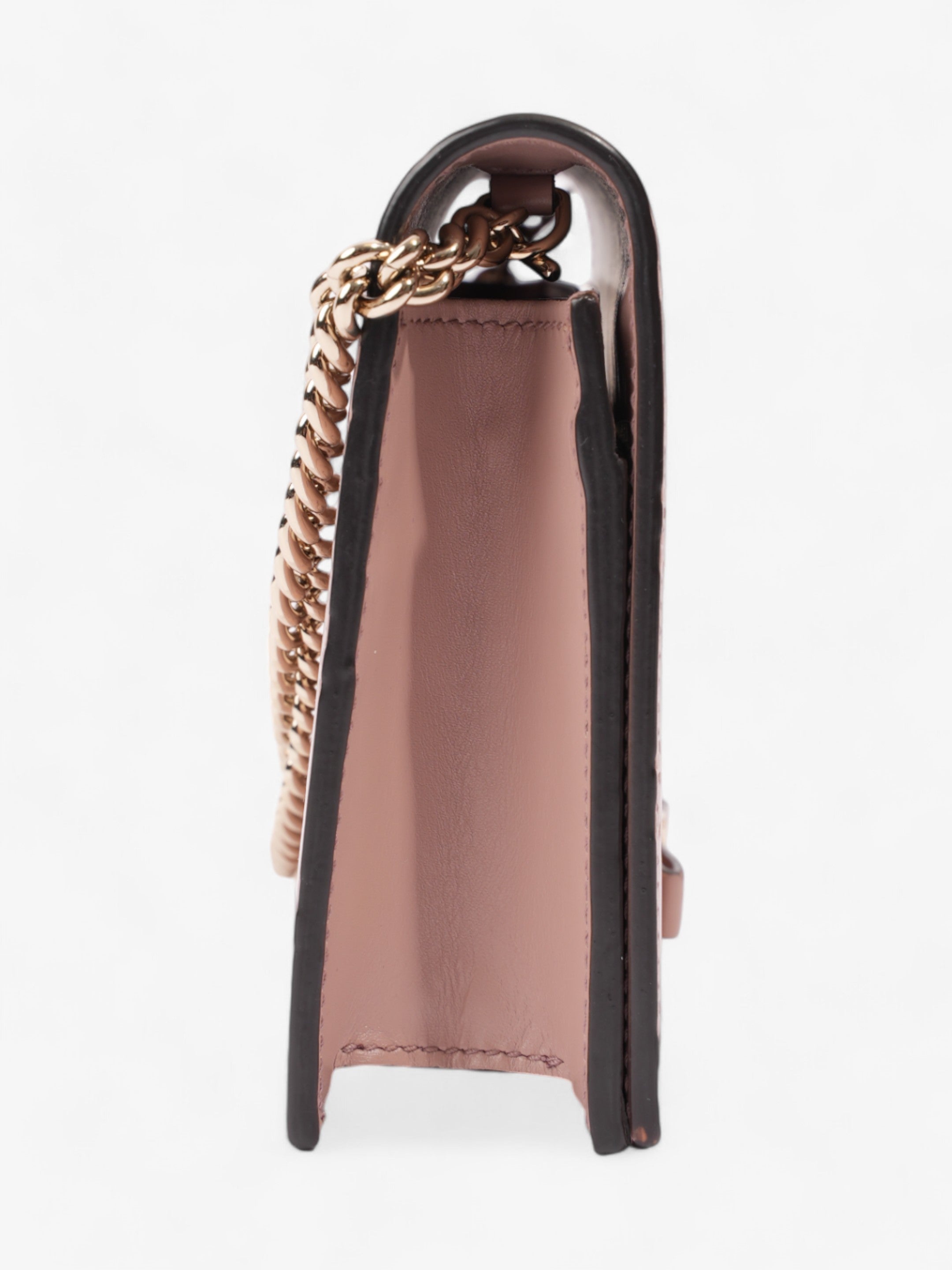 Gucci Bow Continental Chain Wallet Pink Guccissima Leather