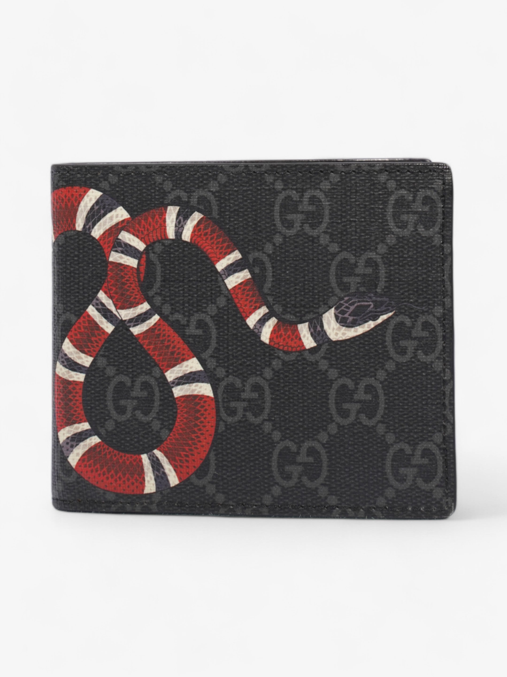 Gucci Kingsnake Print Bifold Wallet Black / Snake Canvas