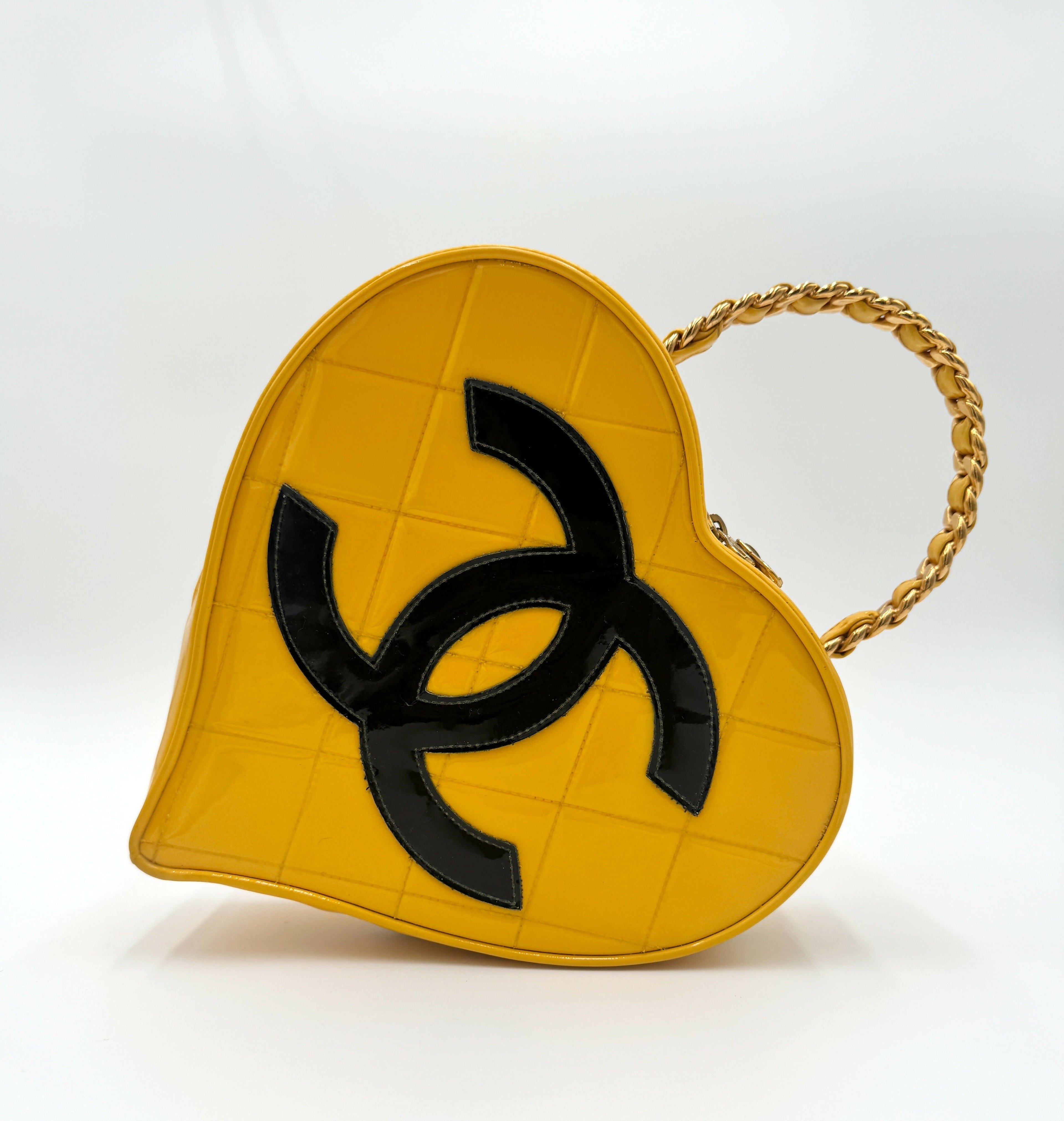 Chanel 1995 Vintage Barbie Yellow Heart Vanity Bag