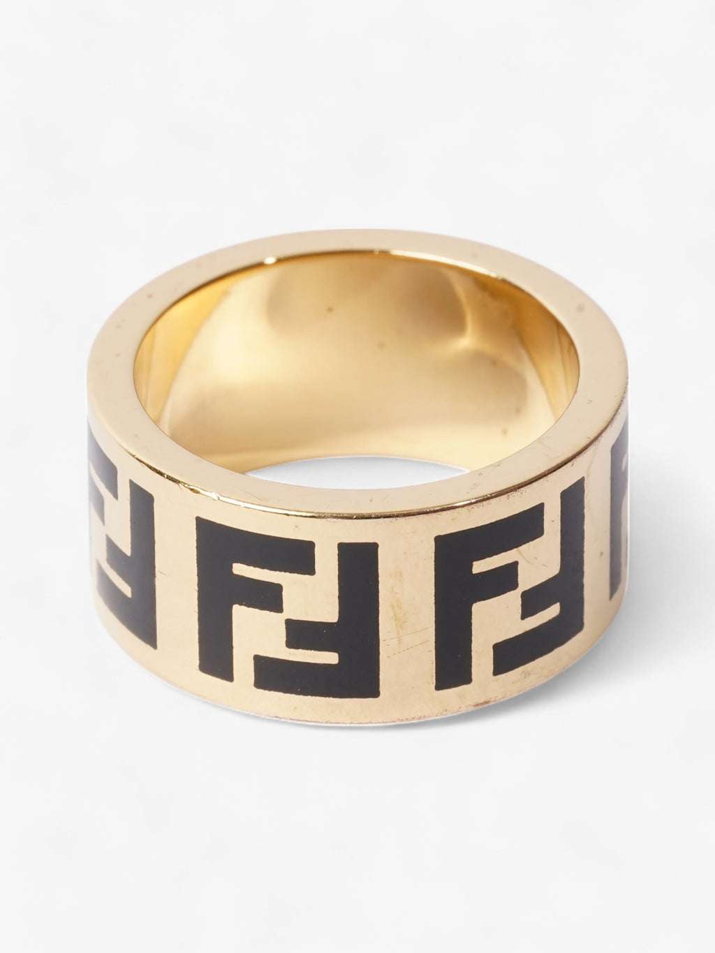Fendi FF Ring Gold / Black Base Metal Medium - 55mm