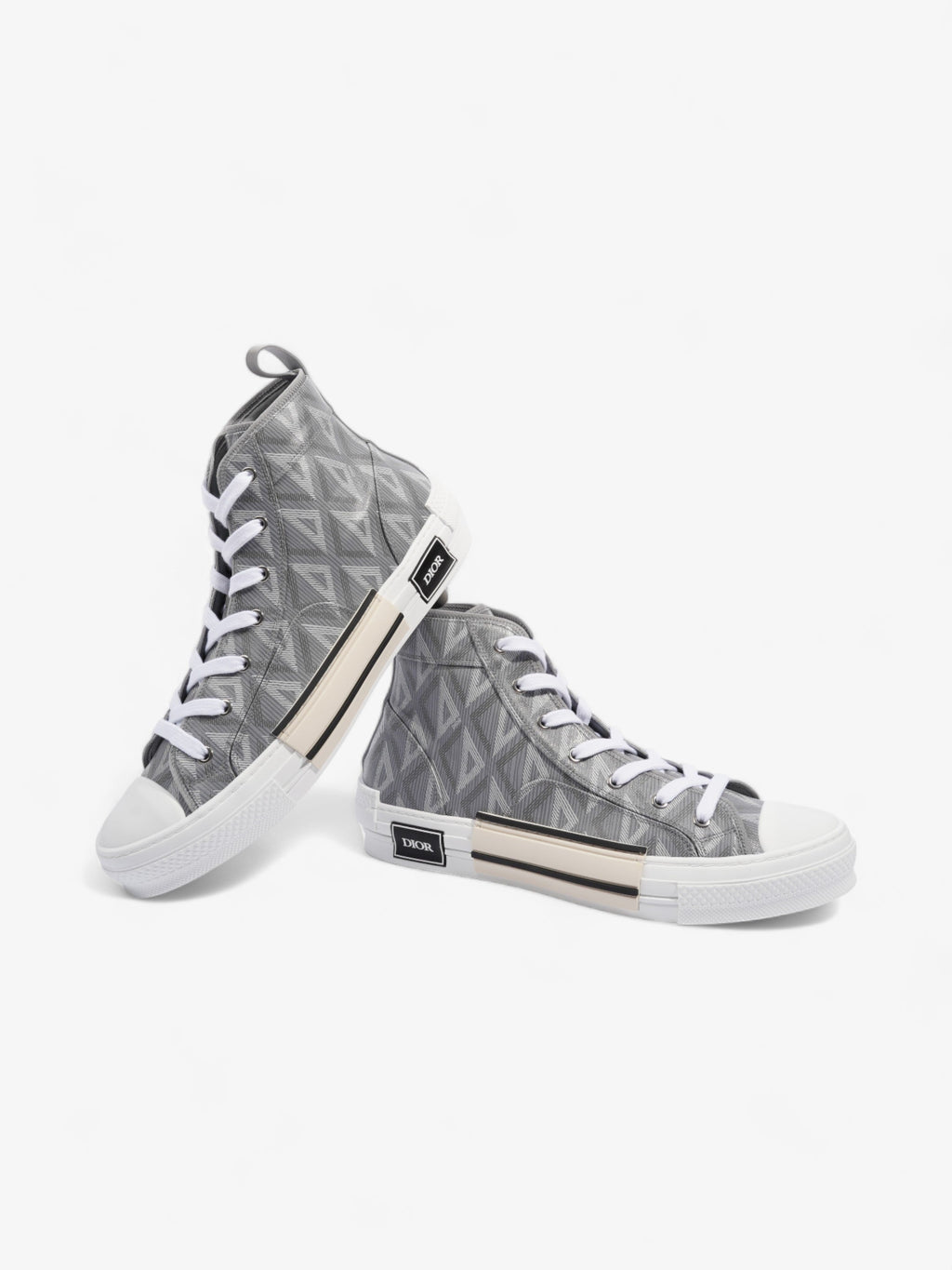Christian Dior B23 CD Diamond Sneakers Grey / White Canvas EU 44 UK 10