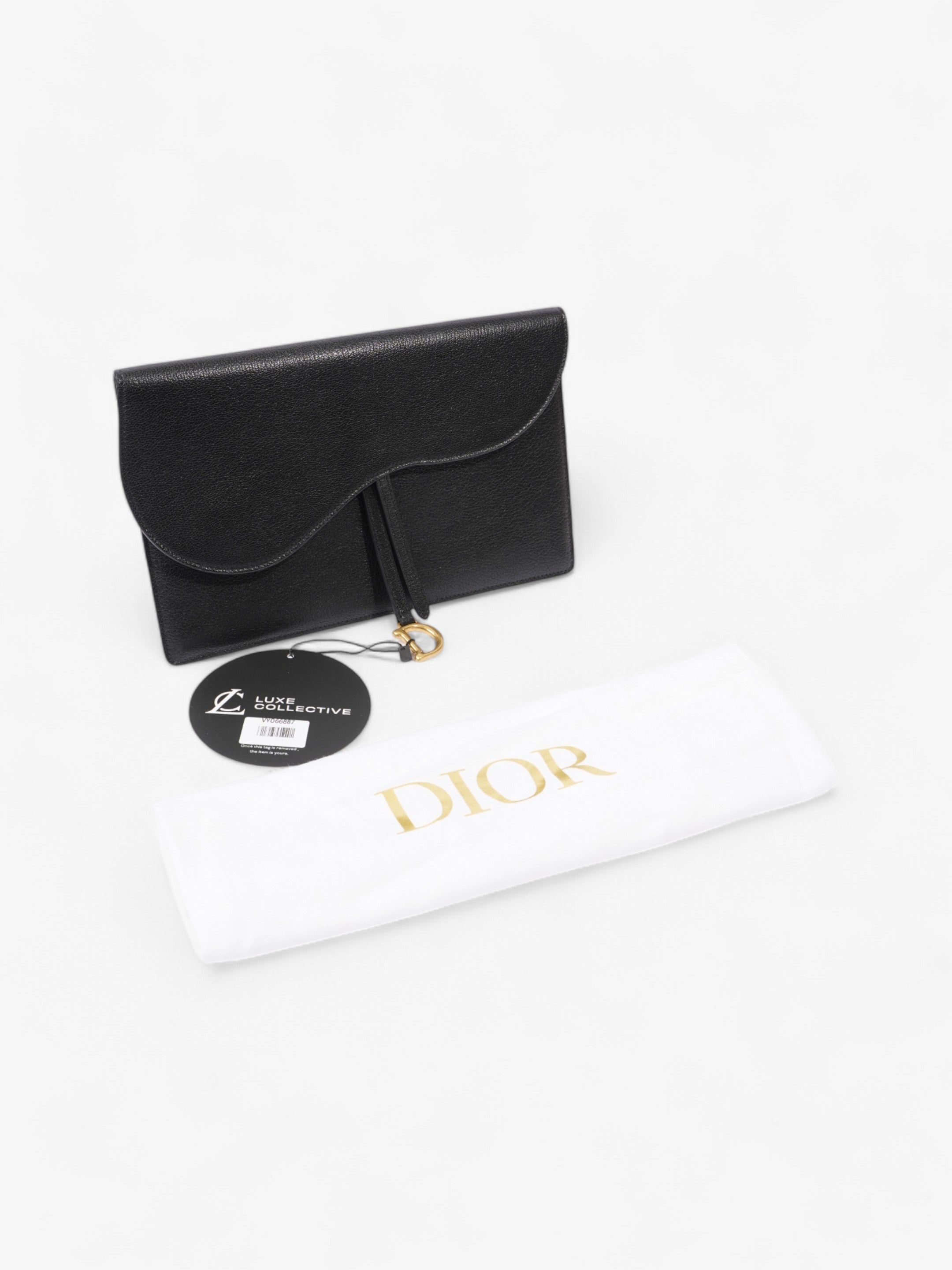 Christian Dior Saddle Pouch Black Leather
