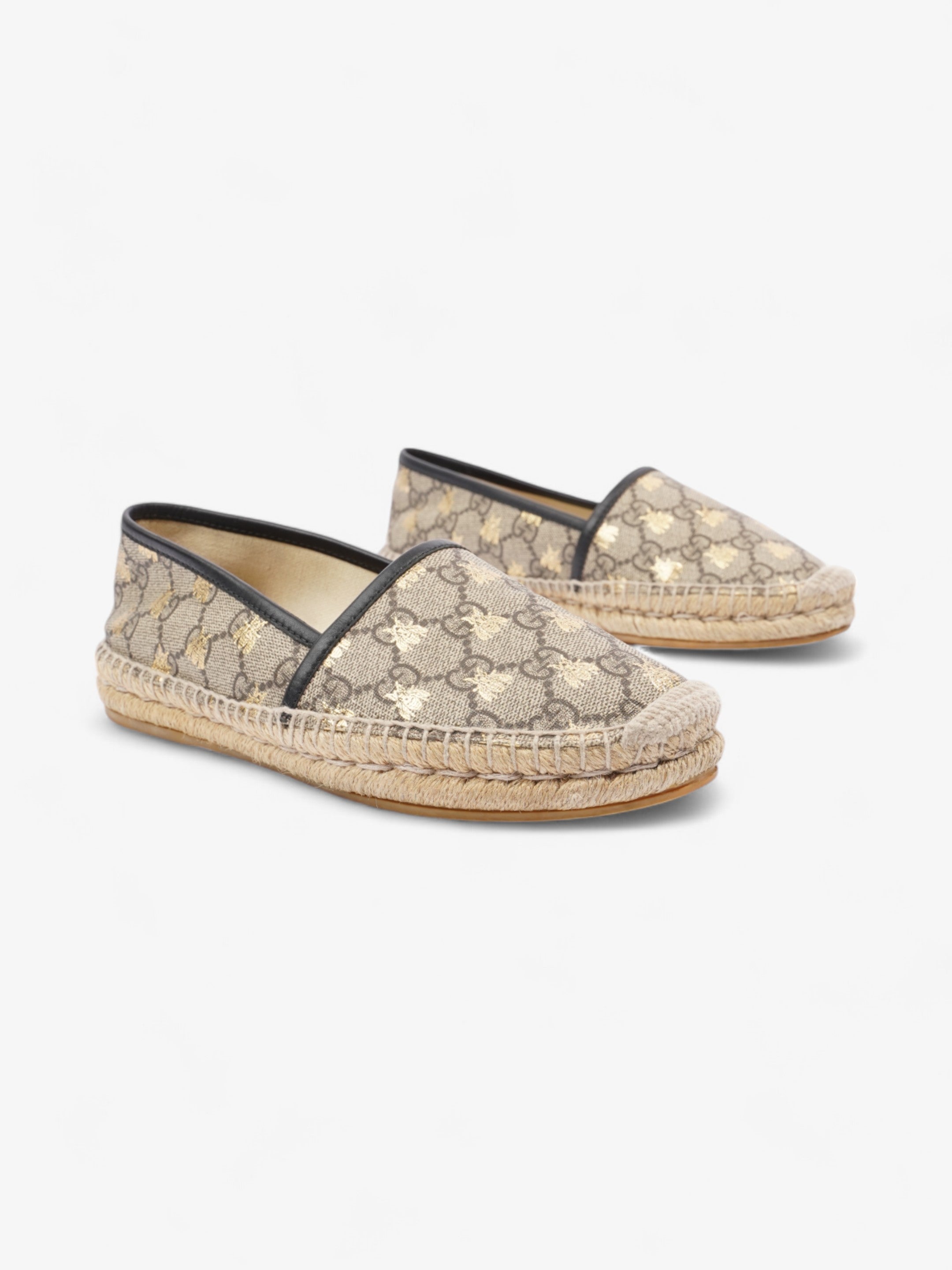 Gucci GG Bee Espadrille GG Supreme / Gold Canvas EU 36.5 UK 3.5